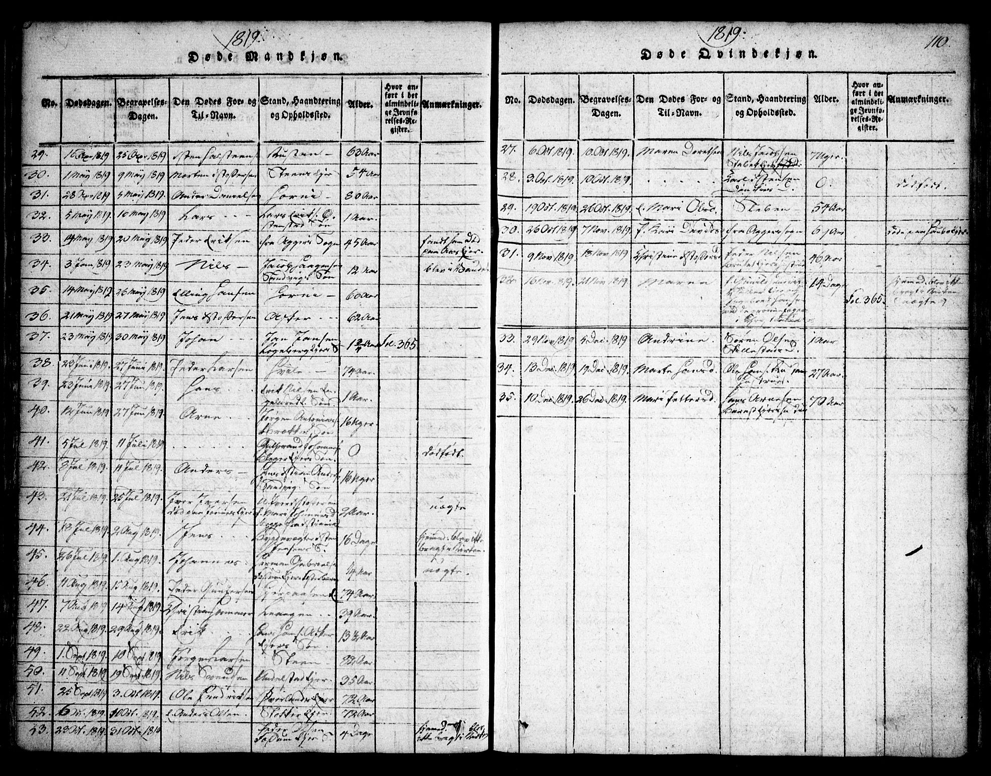 Asker prestekontor Kirkebøker, SAO/A-10256a/F/Fa/L0006: Parish register (official) no. I 6, 1814-1824, p. 110
