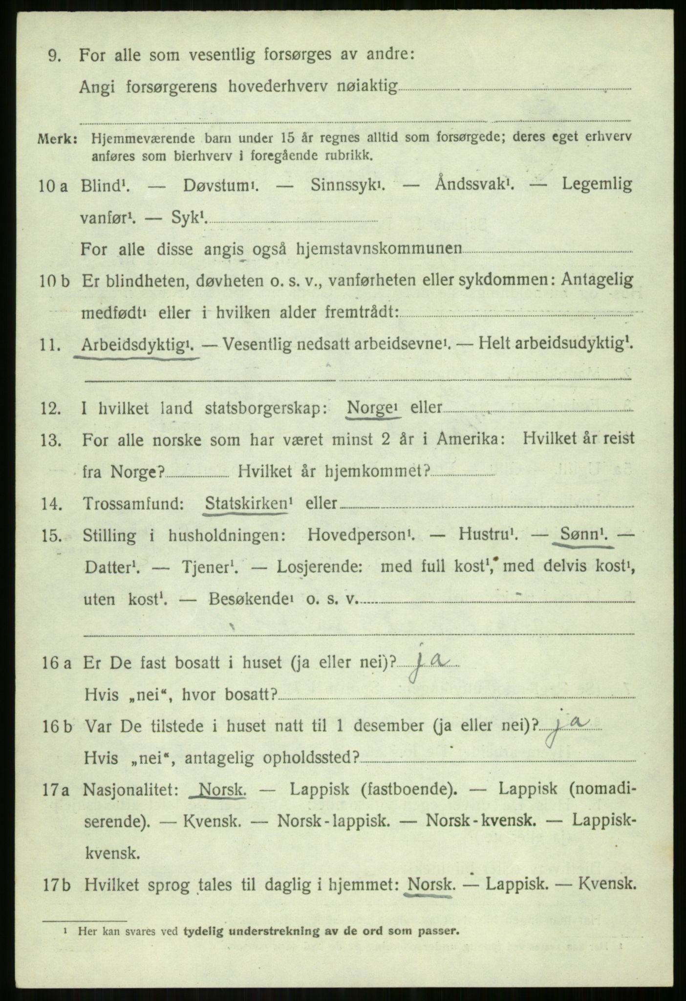 SATØ, 1920 census for Lavangen, 1920, p. 3052