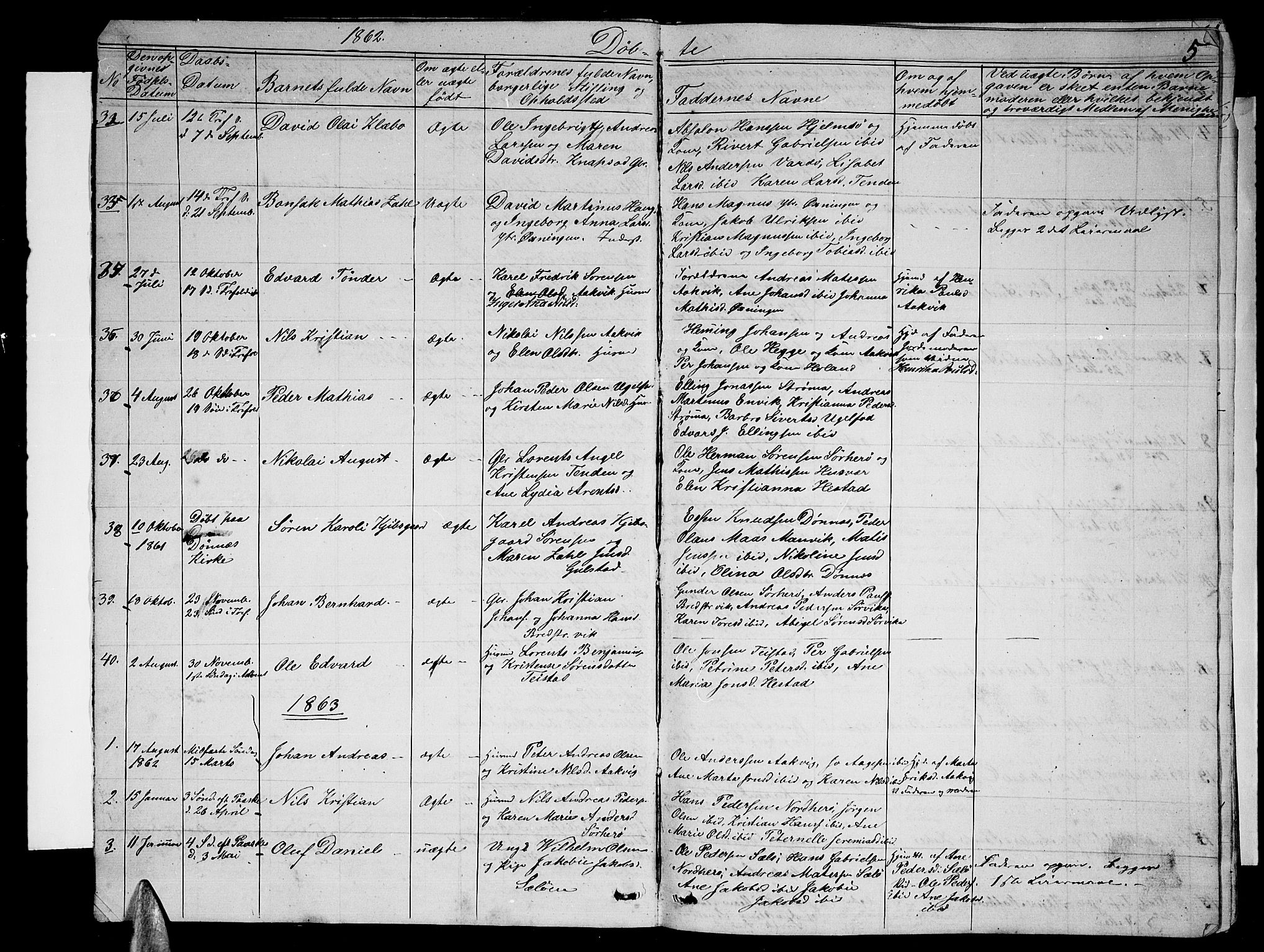 Ministerialprotokoller, klokkerbøker og fødselsregistre - Nordland, AV/SAT-A-1459/834/L0512: Parish register (copy) no. 834C03, 1862-1877, p. 5