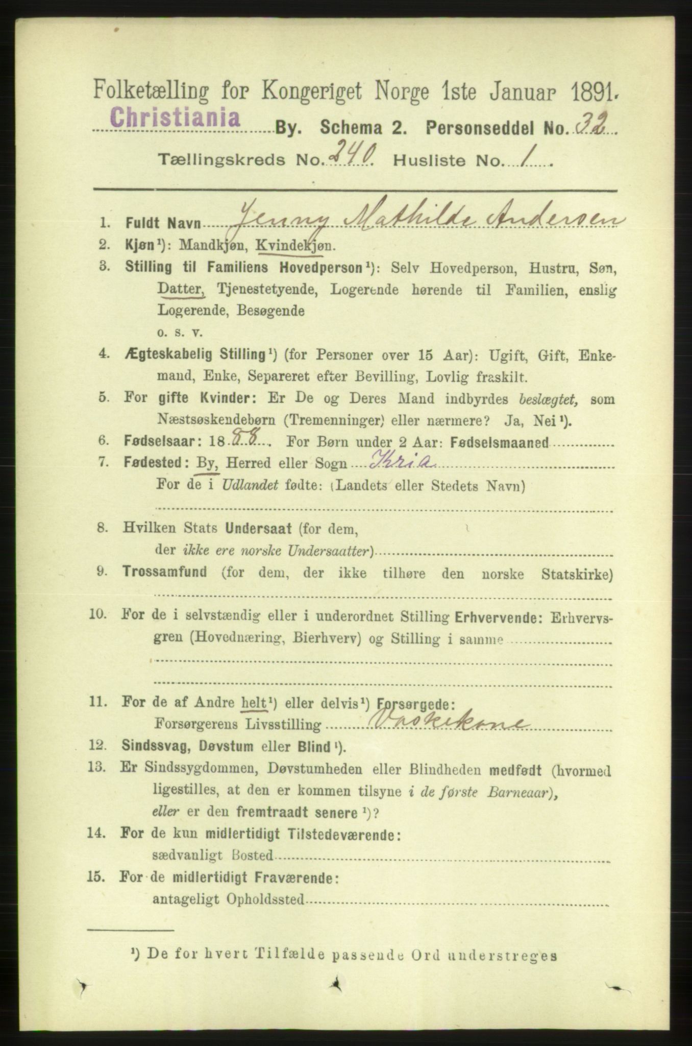 RA, 1891 census for 0301 Kristiania, 1891, p. 145909