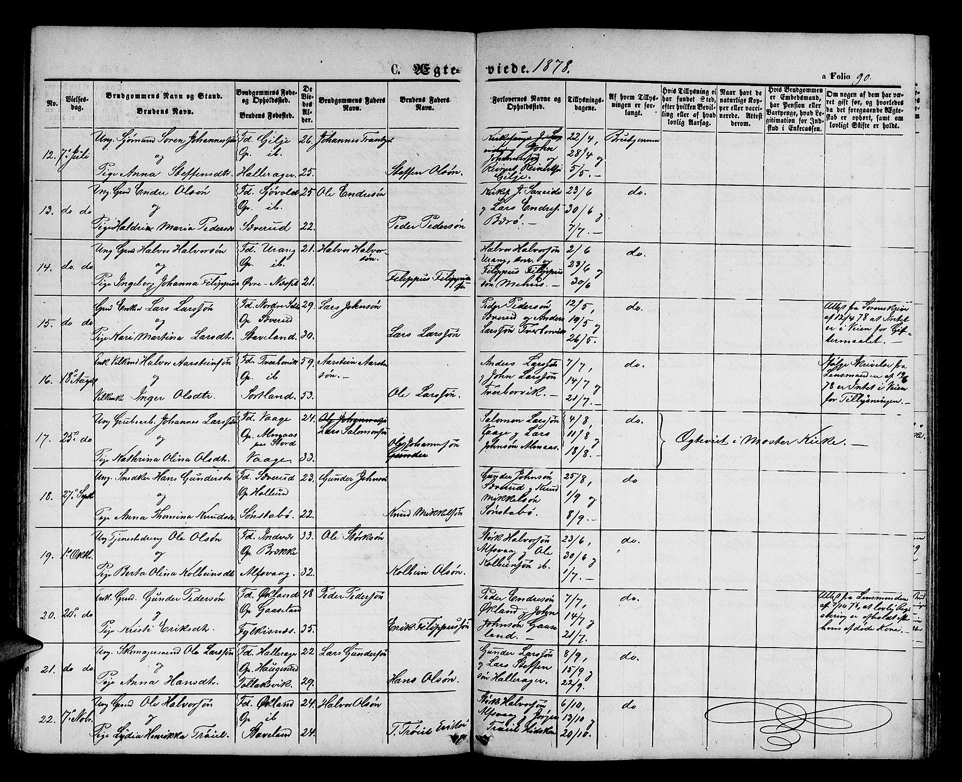 Finnås sokneprestembete, AV/SAB-A-99925/H/Ha/Hab/Habb/L0002: Parish register (copy) no. B 2, 1871-1881, p. 90
