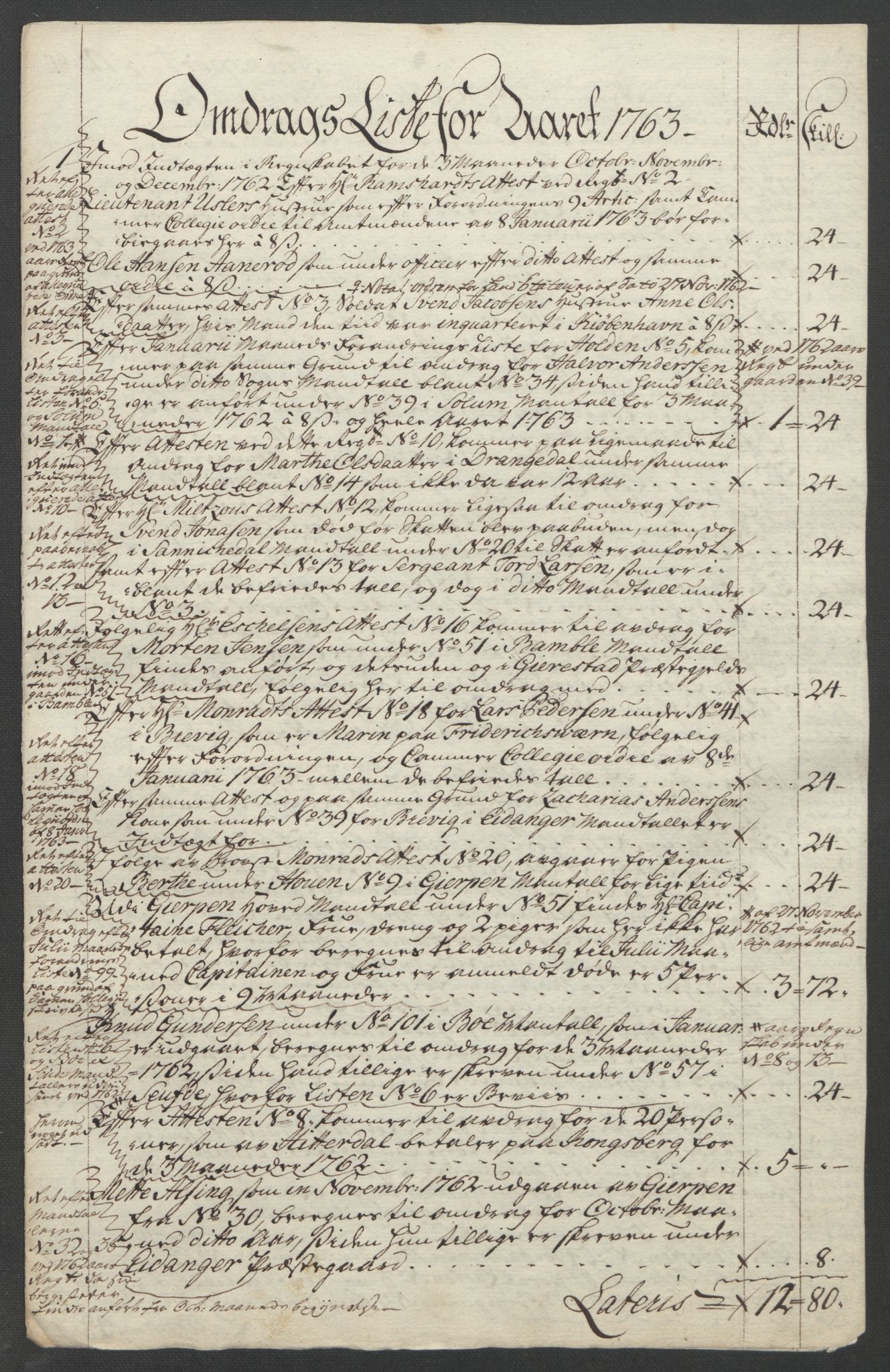 Rentekammeret inntil 1814, Reviderte regnskaper, Fogderegnskap, RA/EA-4092/R37/L2239: Ekstraskatten Nedre Telemark og Bamble, 1762-1763, p. 761