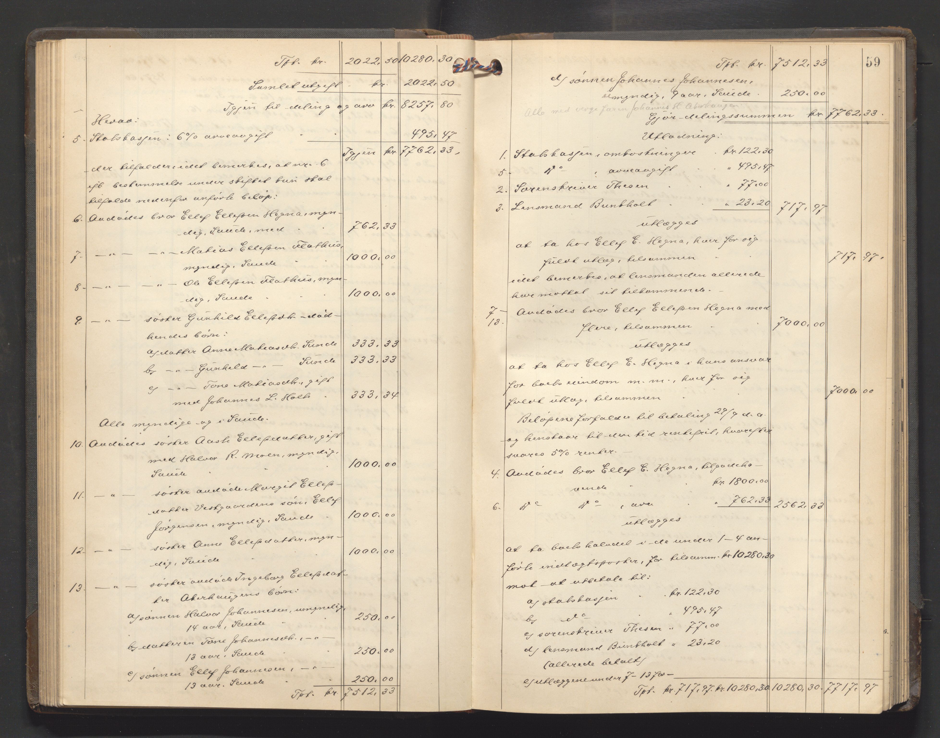 Nedre Telemark sorenskriveri, AV/SAKO-A-135/H/Hb/Hbe/L0007: Skifteutlodningsprotokoll, 1910-1916, p. 58b-59a
