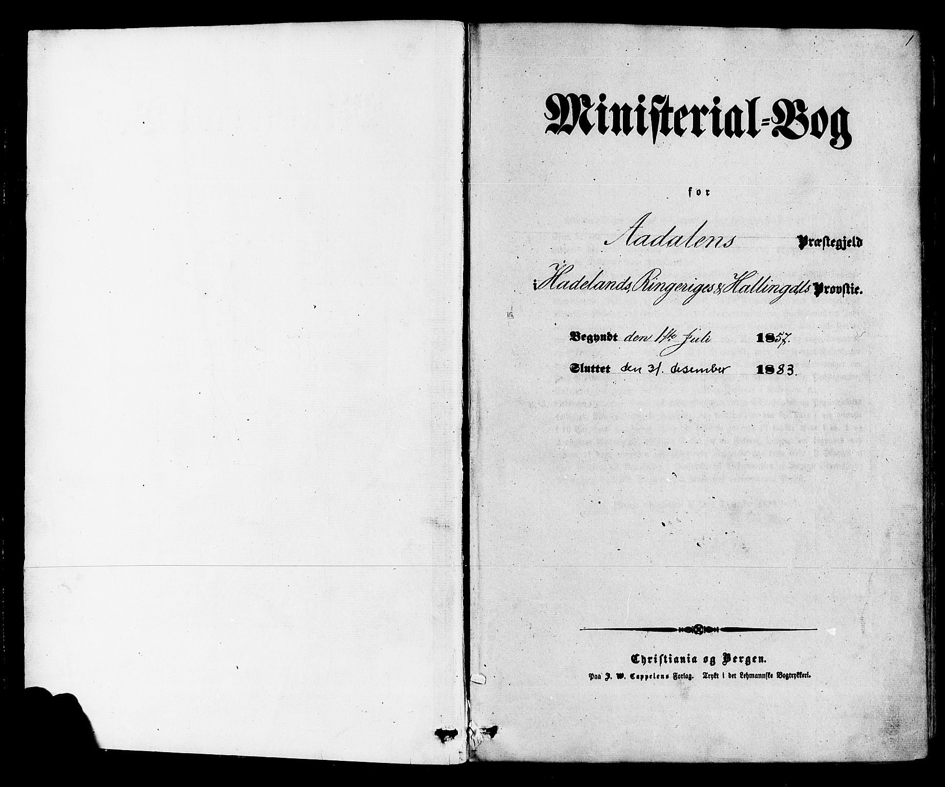 Ådal kirkebøker, SAKO/A-248/F/Fa/L0001: Parish register (official) no. I 1, 1857-1883, p. 1