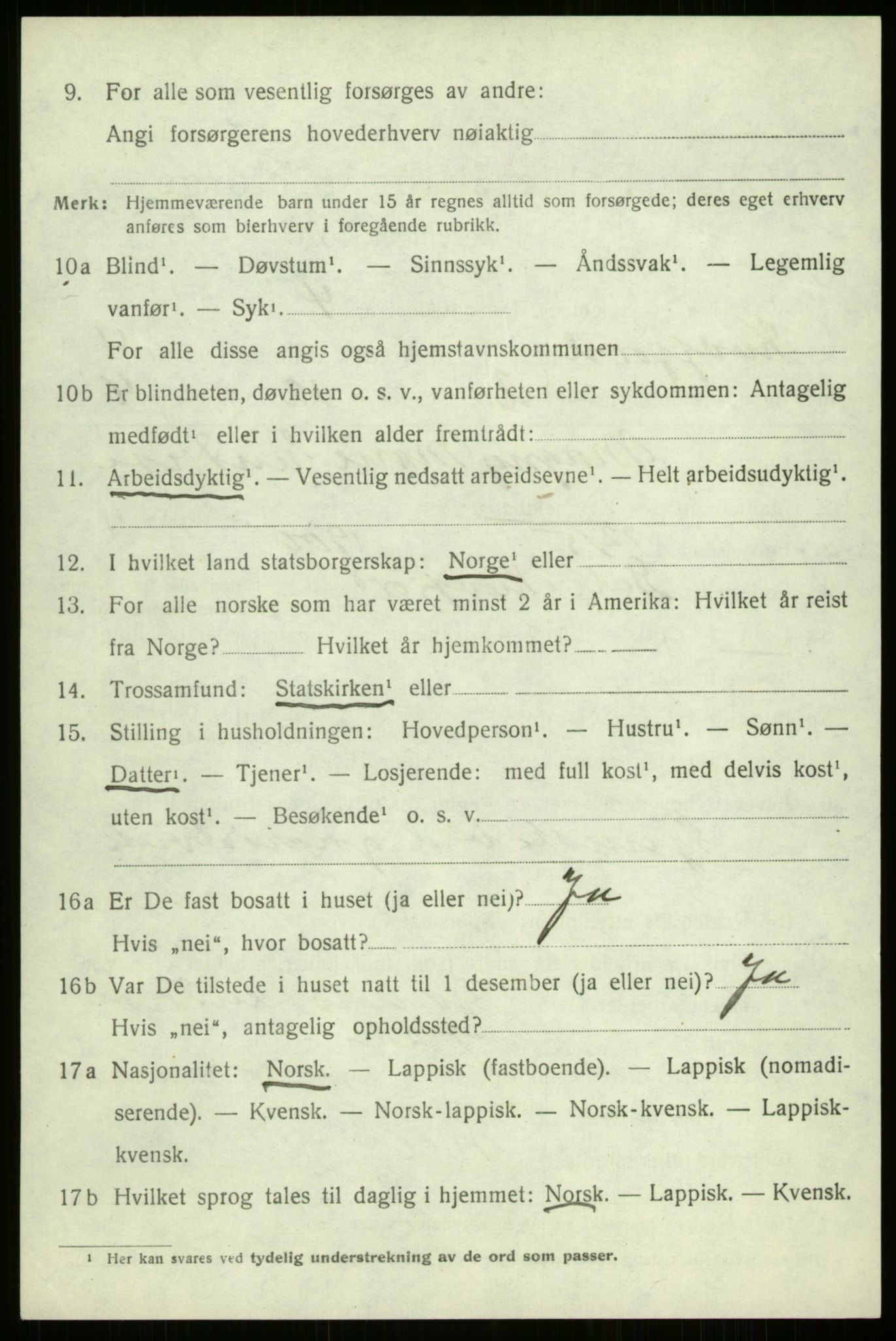 SATØ, 1920 census for Kvæfjord, 1920, p. 2150