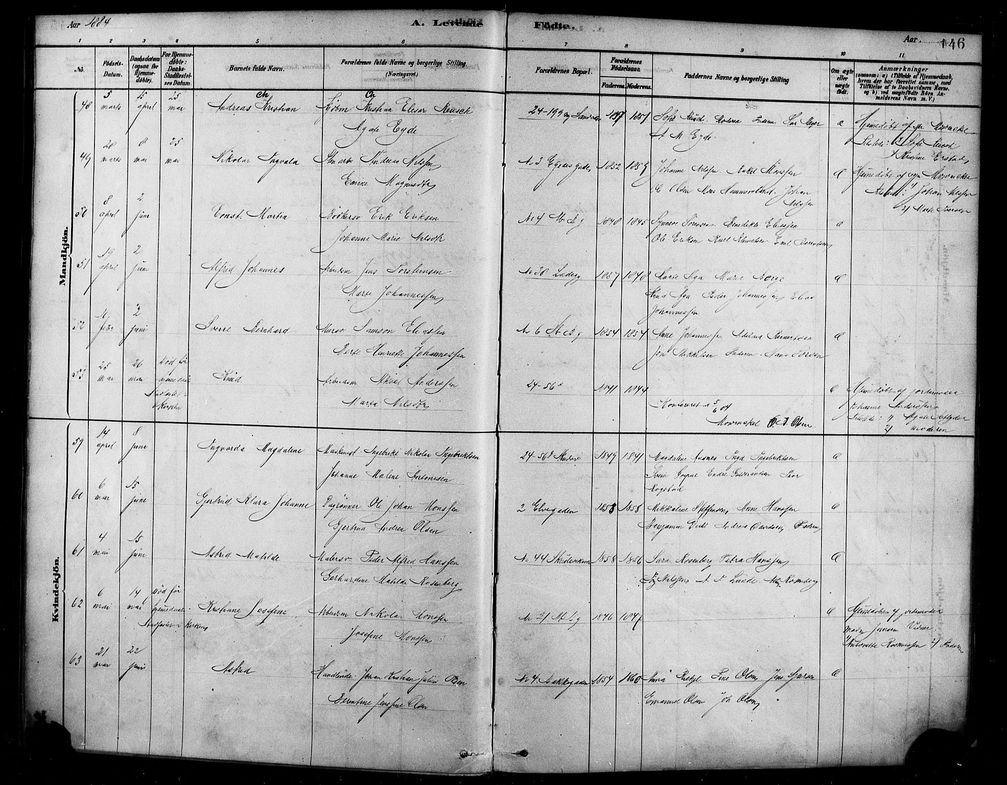 Sandviken Sokneprestembete, AV/SAB-A-77601/H/Ha/L0004: Parish register (official) no. B 1, 1878-1891, p. 146