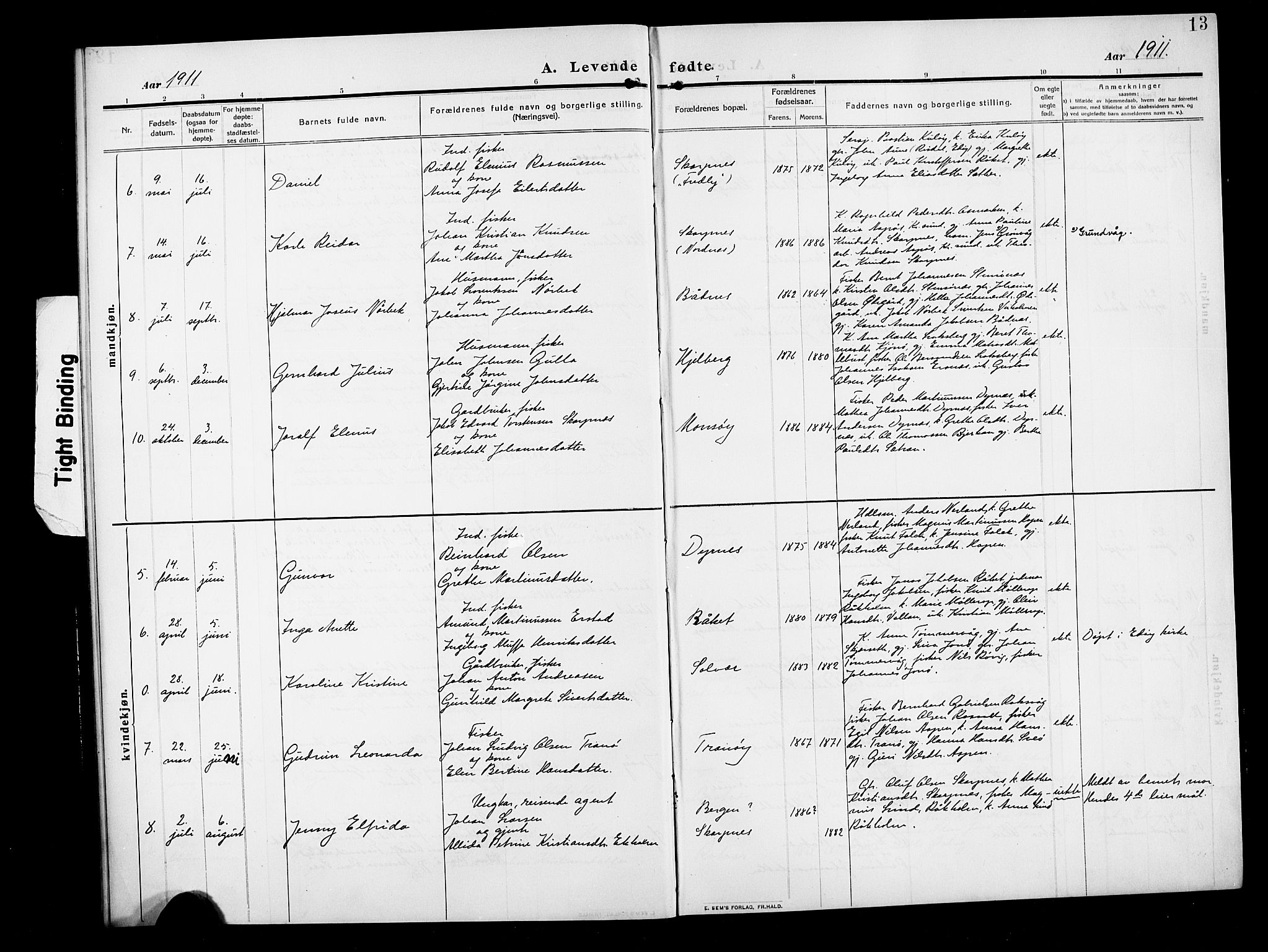 Ministerialprotokoller, klokkerbøker og fødselsregistre - Møre og Romsdal, AV/SAT-A-1454/582/L0949: Parish register (copy) no. 582C01, 1909-1925, p. 13