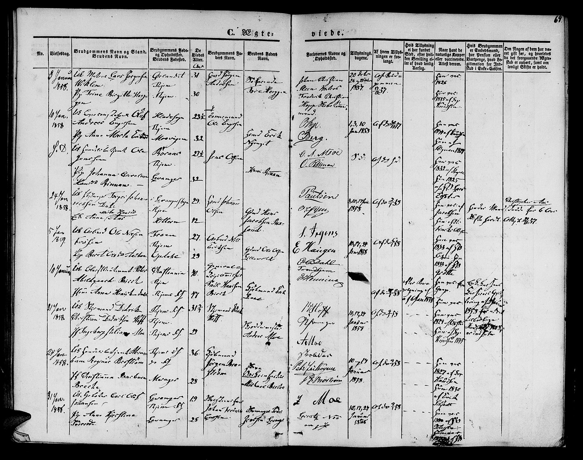 Ministerialprotokoller, klokkerbøker og fødselsregistre - Sør-Trøndelag, AV/SAT-A-1456/602/L0111: Parish register (official) no. 602A09, 1844-1867, p. 69
