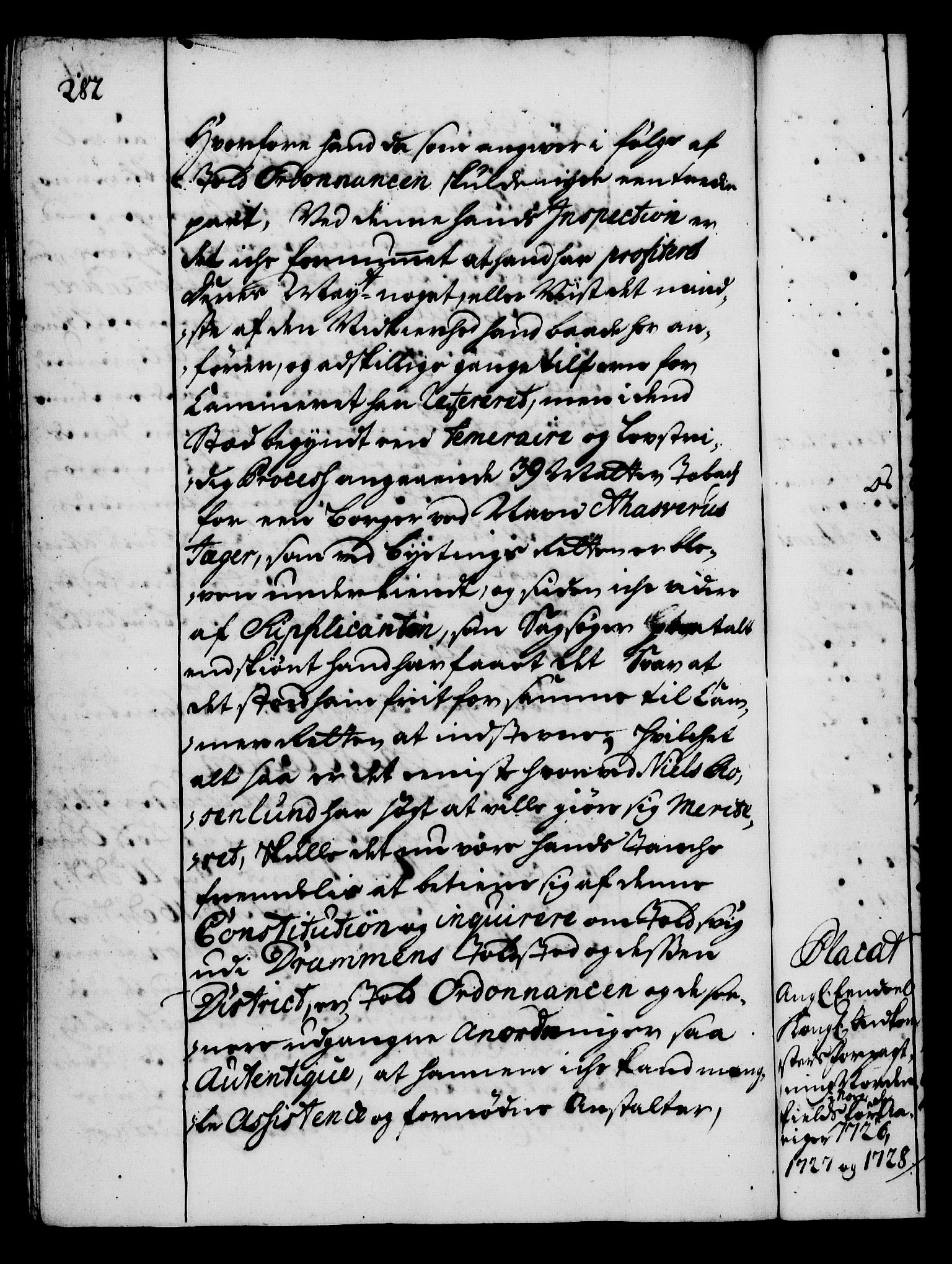 Rentekammeret, Kammerkanselliet, AV/RA-EA-3111/G/Gg/Gga/L0002: Norsk ekspedisjonsprotokoll med register (merket RK 53.2), 1723-1727, p. 282