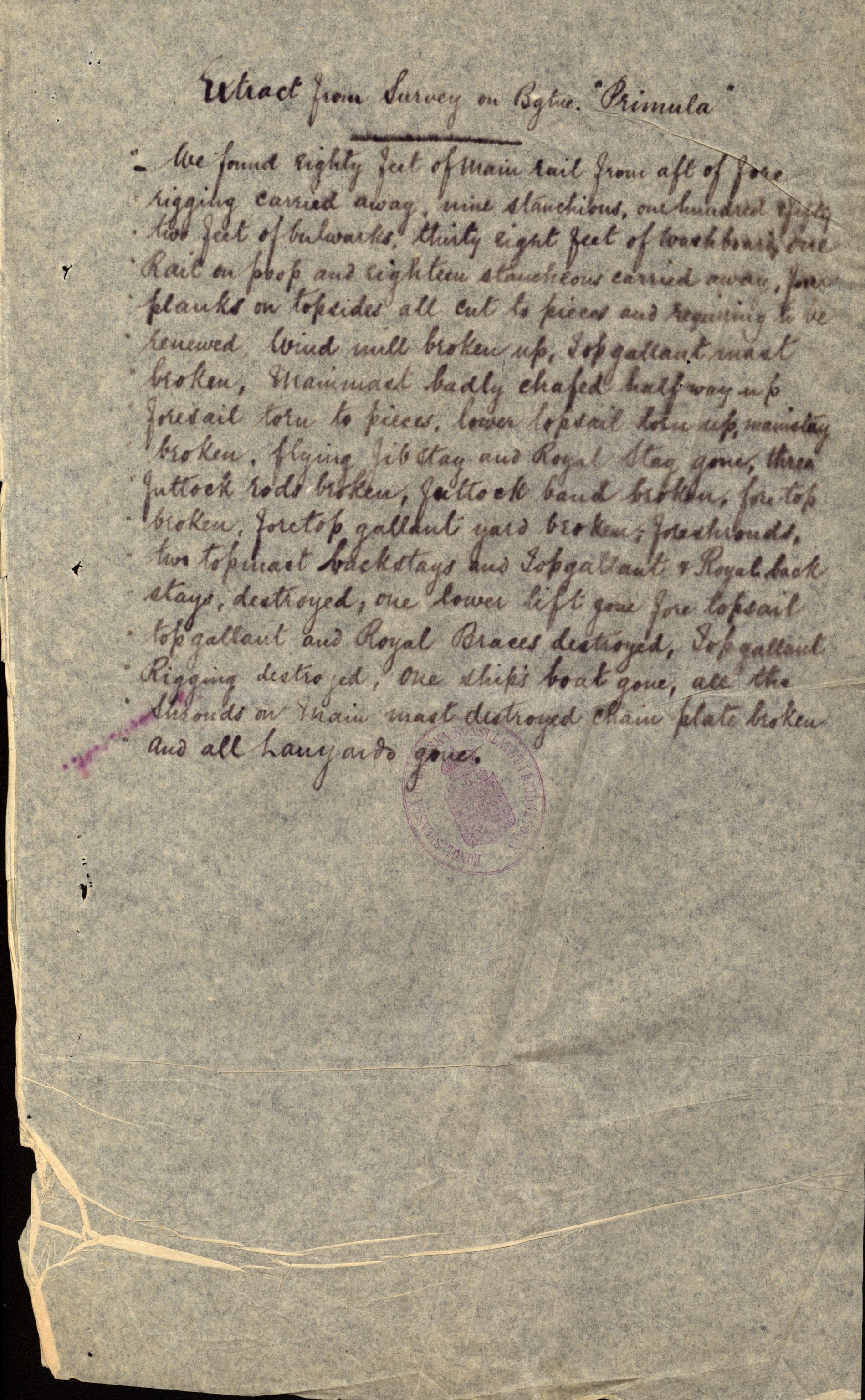 Pa 63 - Østlandske skibsassuranceforening, VEMU/A-1079/G/Ga/L0021/0003: Havaridokumenter / Inga av Drammen, Inga av Sandefjord, Primula, 1888-1889, p. 181