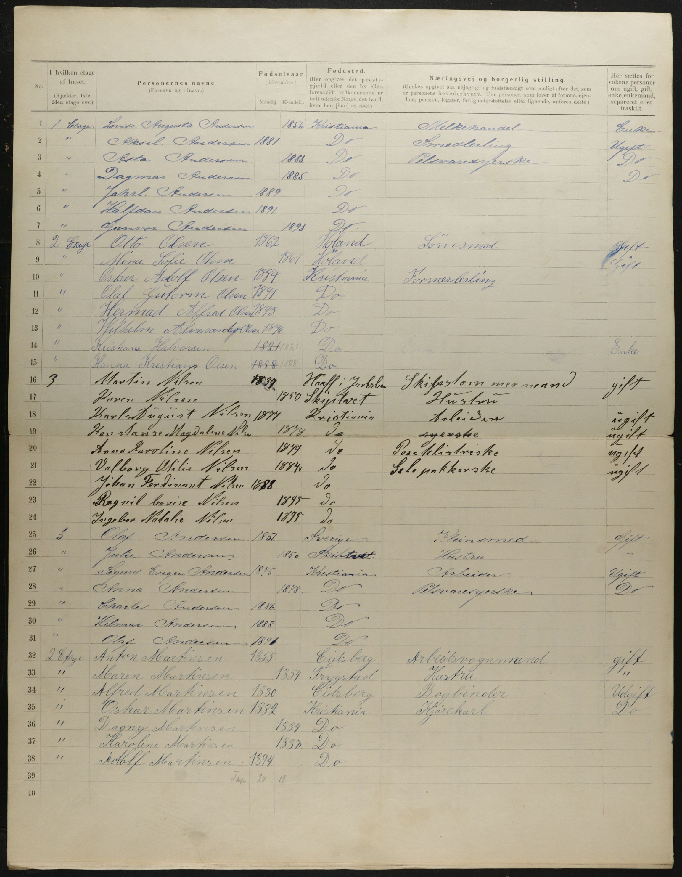 OBA, Municipal Census 1901 for Kristiania, 1901, p. 2349