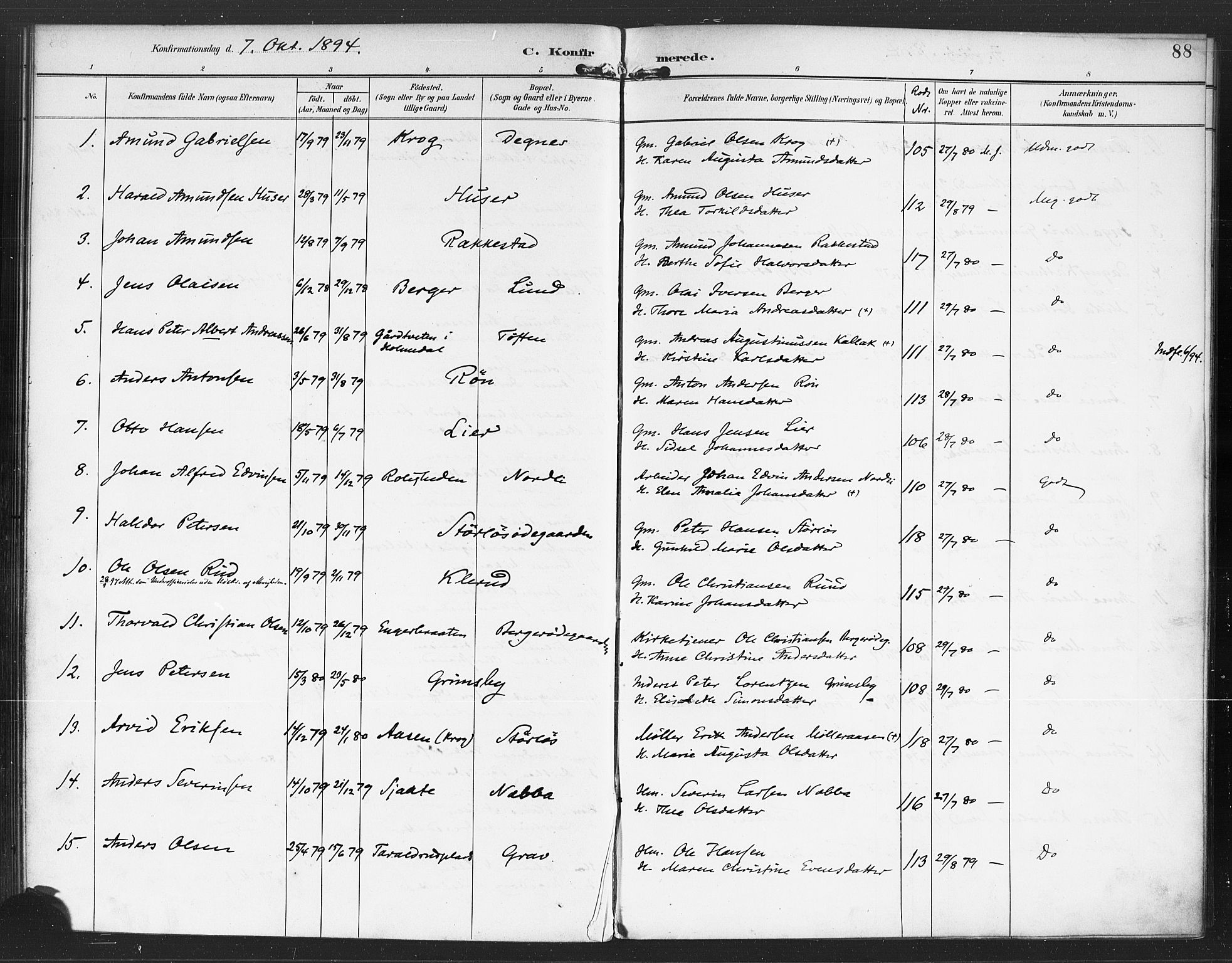 Rødenes prestekontor Kirkebøker, SAO/A-2005/F/Fa/L0010: Parish register (official) no. I 10, 1890-1900, p. 88
