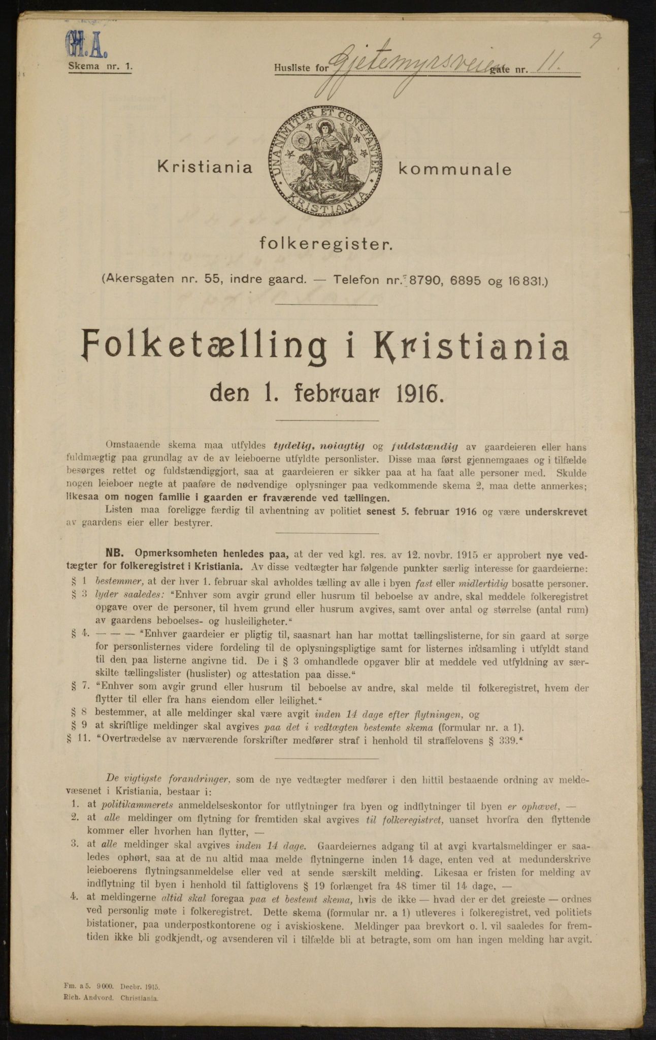 OBA, Municipal Census 1916 for Kristiania, 1916, p. 29333