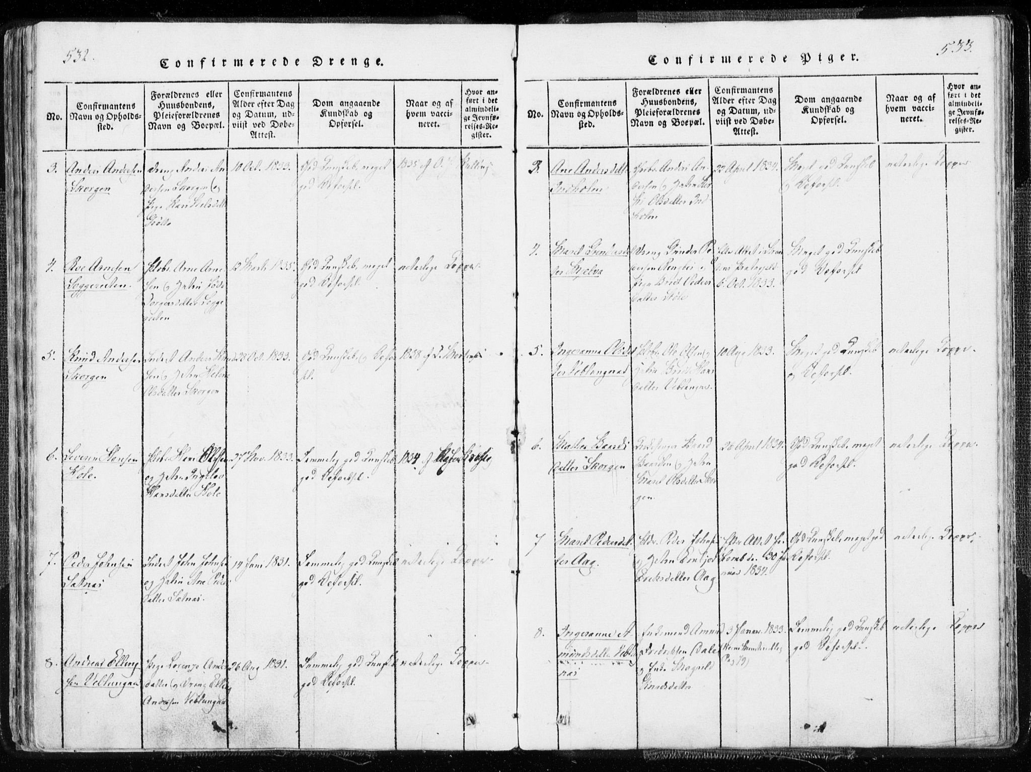 Ministerialprotokoller, klokkerbøker og fødselsregistre - Møre og Romsdal, AV/SAT-A-1454/544/L0571: Parish register (official) no. 544A04, 1818-1853, p. 532-533