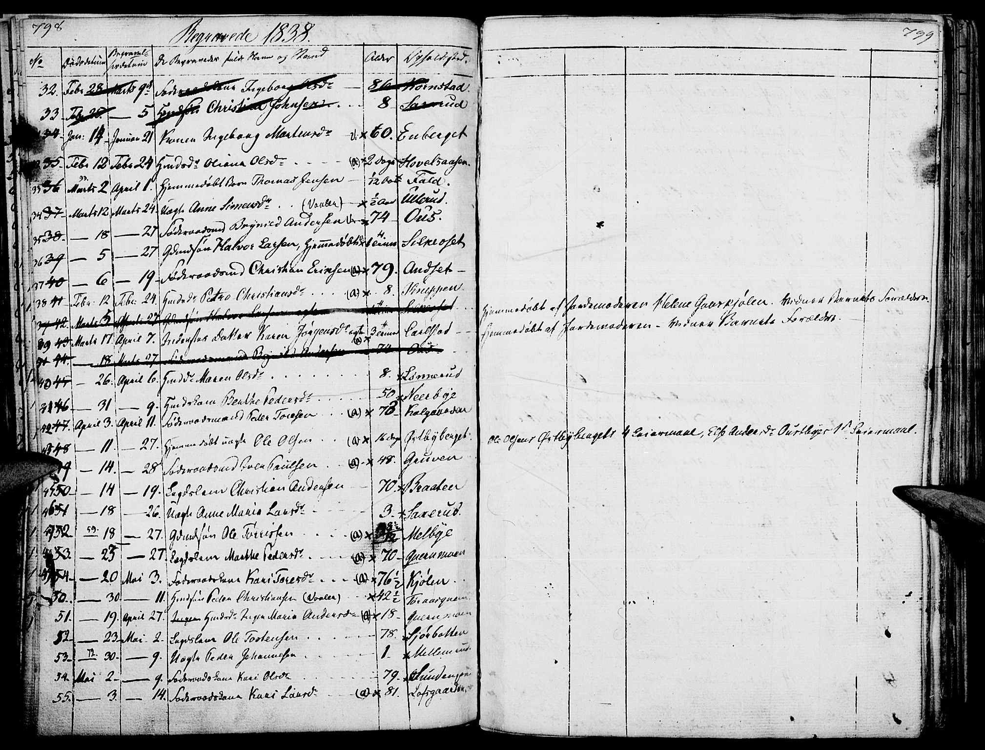 Hof prestekontor, AV/SAH-PREST-038/H/Ha/Haa/L0006: Parish register (official) no. 6, 1822-1841, p. 798-799