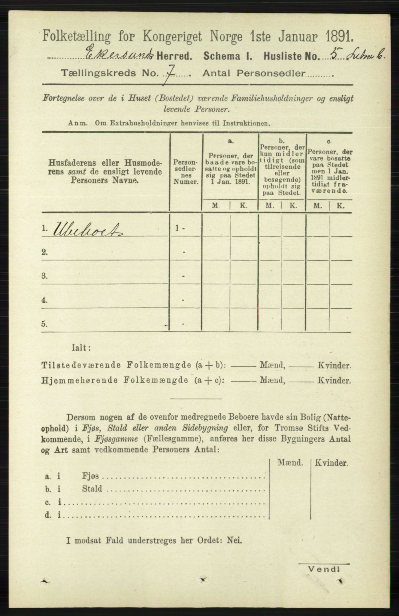 RA, 1891 census for 1116 Eigersund herred, 1891, p. 2727