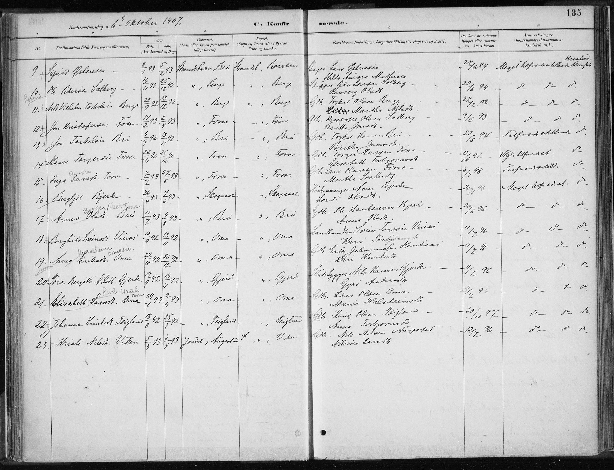 Strandebarm sokneprestembete, AV/SAB-A-78401/H/Haa: Parish register (official) no. B  1, 1886-1908, p. 135