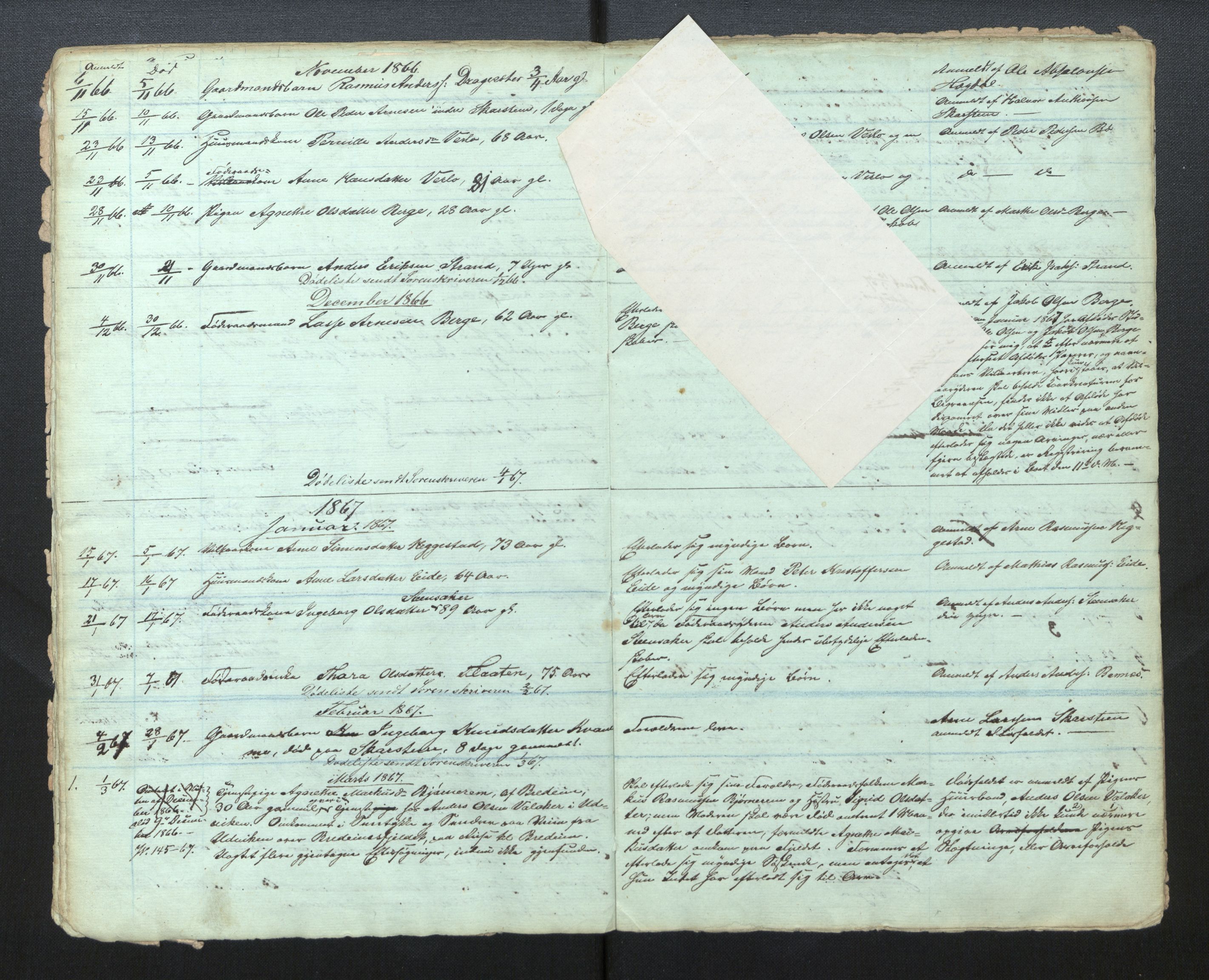 Lensmannen i Stryn og Innvik, AV/SAB-A-30201/0006/L0002: Dødsfallprotokoll, 1861-1867