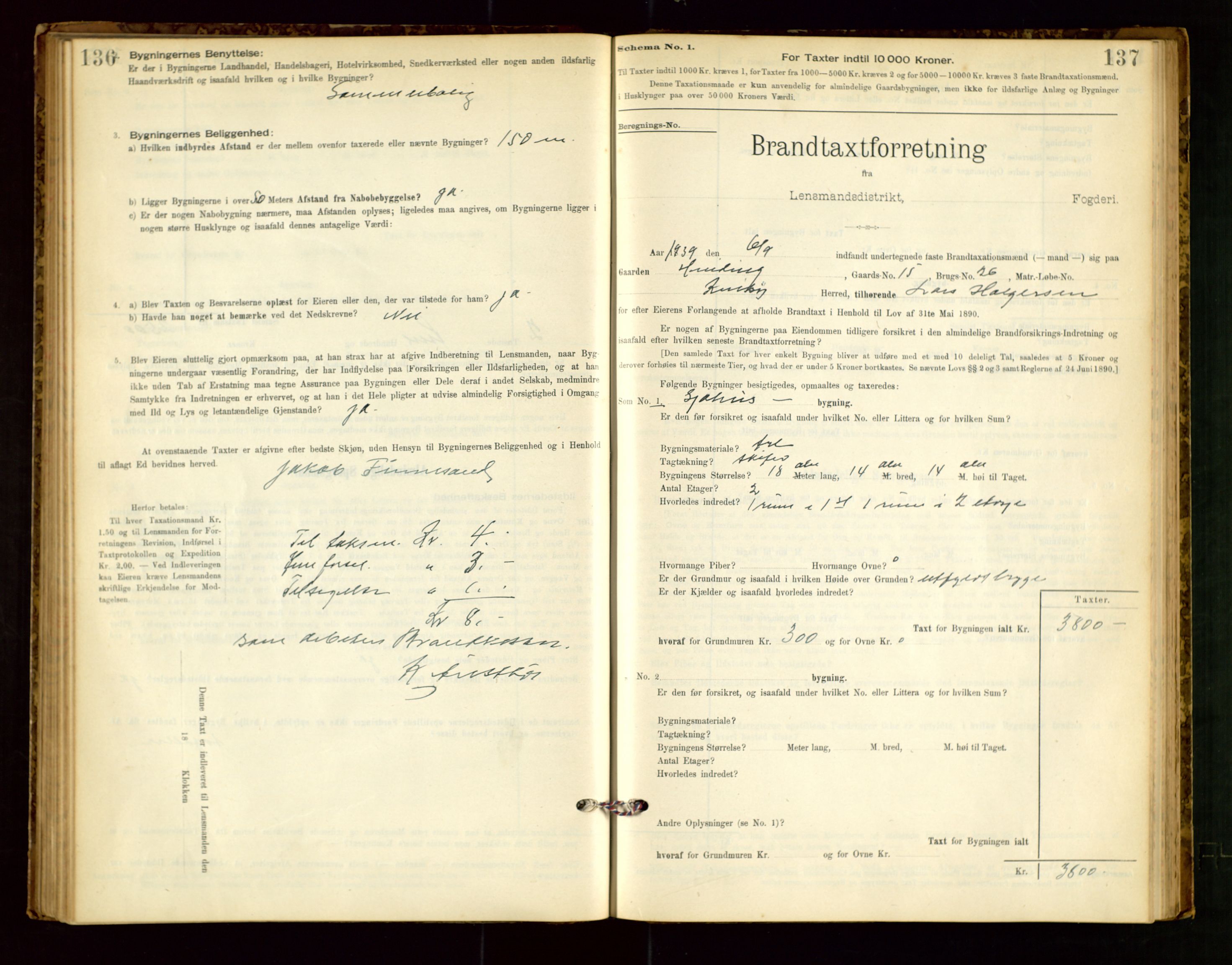 Rennesøy lensmannskontor, SAST/A-100165/Gob/L0001: Branntakstprotokoll - skjematakst, 1900-1956, p. 136-137