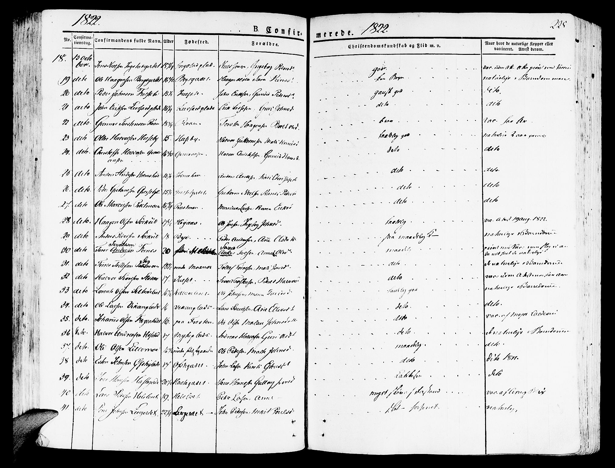 Ministerialprotokoller, klokkerbøker og fødselsregistre - Nord-Trøndelag, AV/SAT-A-1458/709/L0070: Parish register (official) no. 709A10, 1820-1832, p. 225