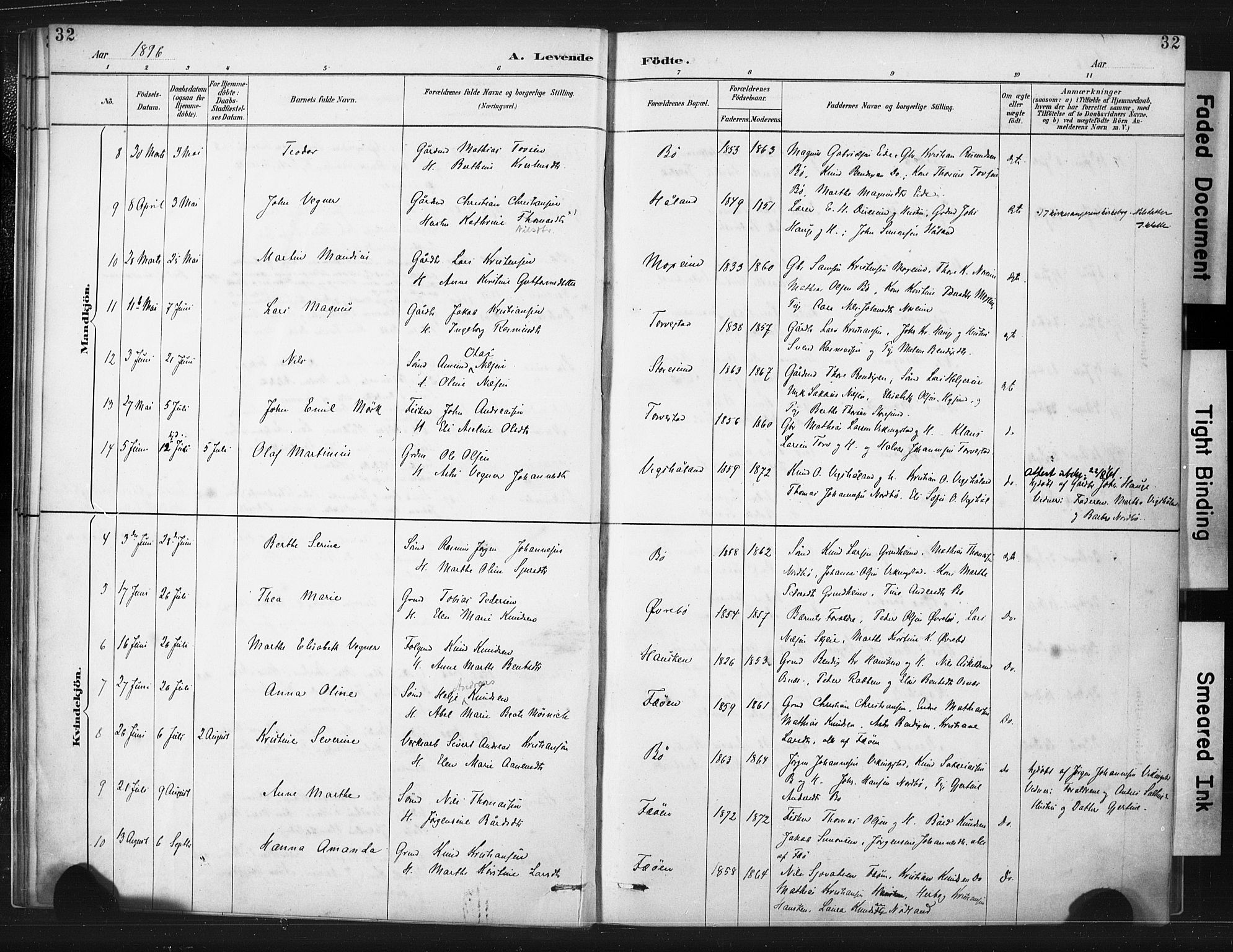 Torvastad sokneprestkontor, AV/SAST-A -101857/H/Ha/Haa/L0015: Parish register (official) no. A 14, 1888-1899, p. 32