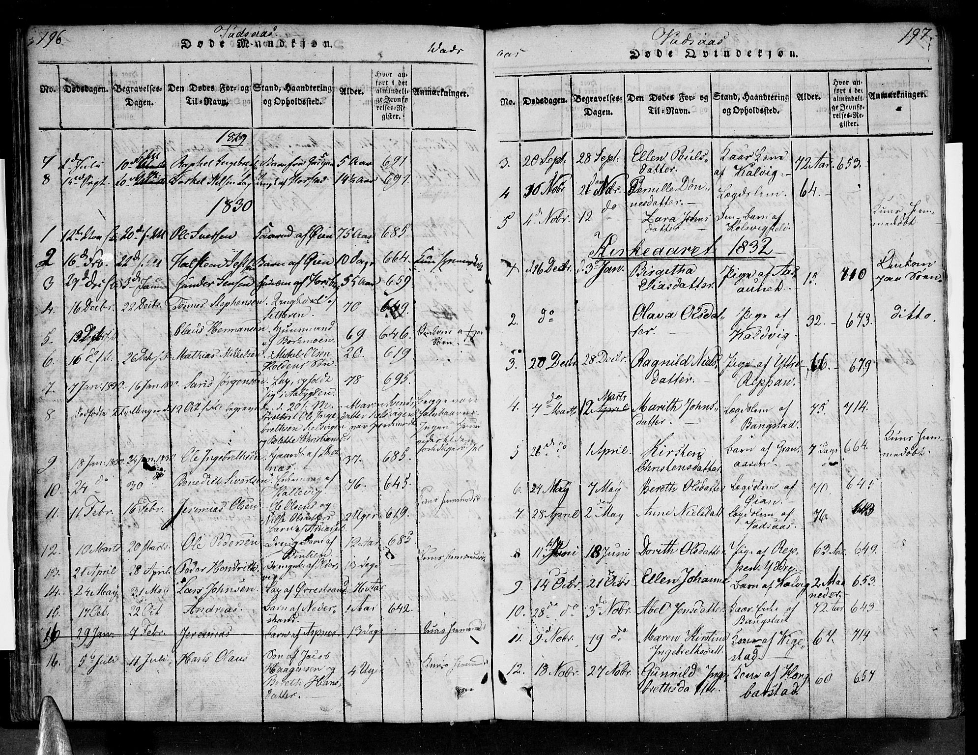 Ministerialprotokoller, klokkerbøker og fødselsregistre - Nordland, AV/SAT-A-1459/810/L0142: Parish register (official) no. 810A06 /1, 1819-1841, p. 196-197