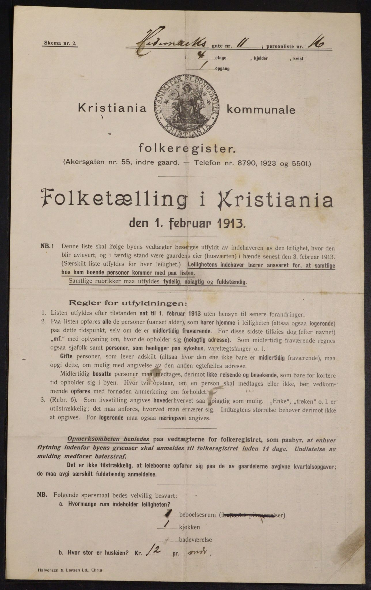 OBA, Municipal Census 1913 for Kristiania, 1913, p. 35993