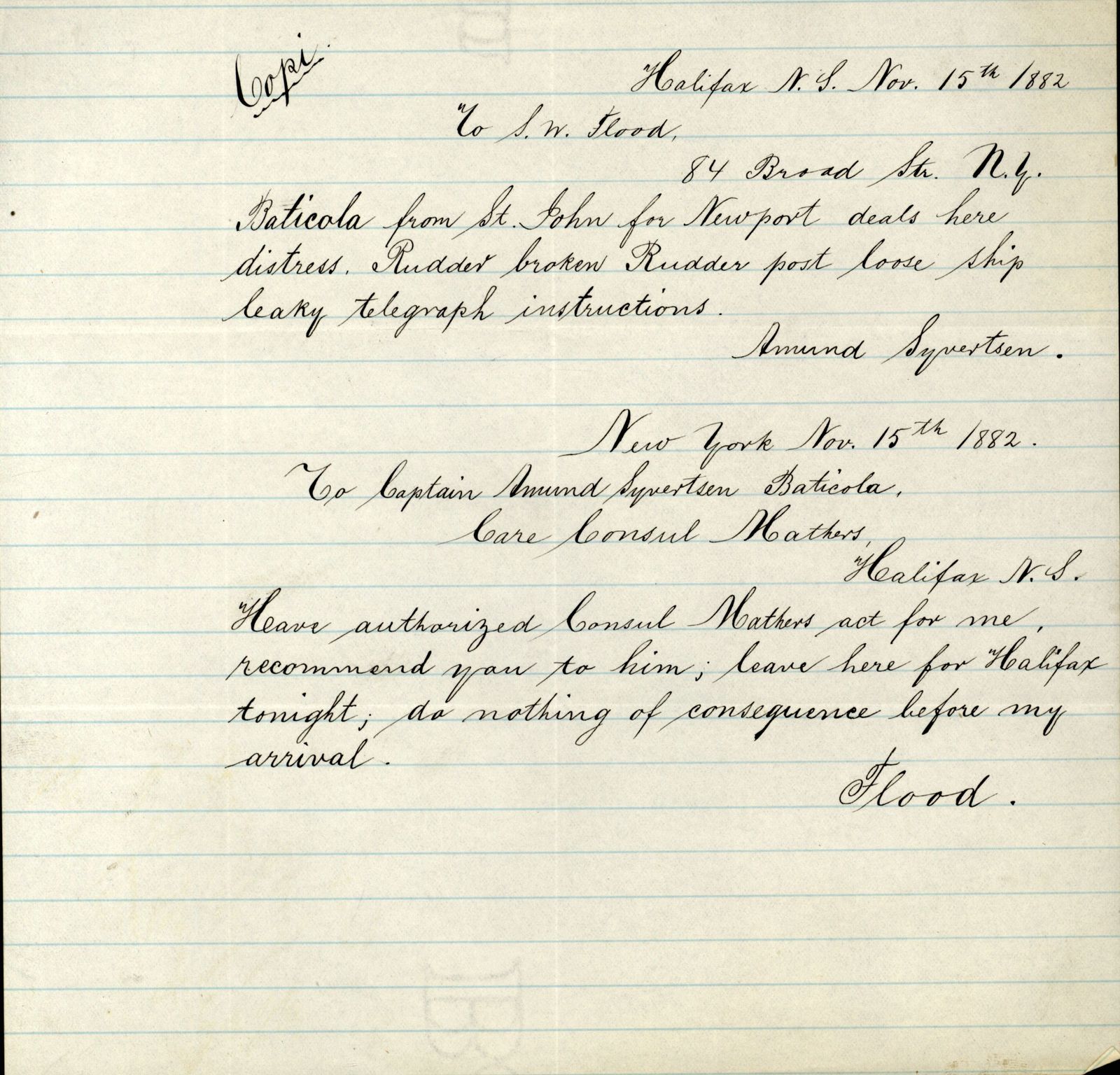 Pa 63 - Østlandske skibsassuranceforening, VEMU/A-1079/G/Ga/L0015/0011: Havaridokumenter / Carl Johan, Bergljot, Baticola, Saga, 1882, p. 84