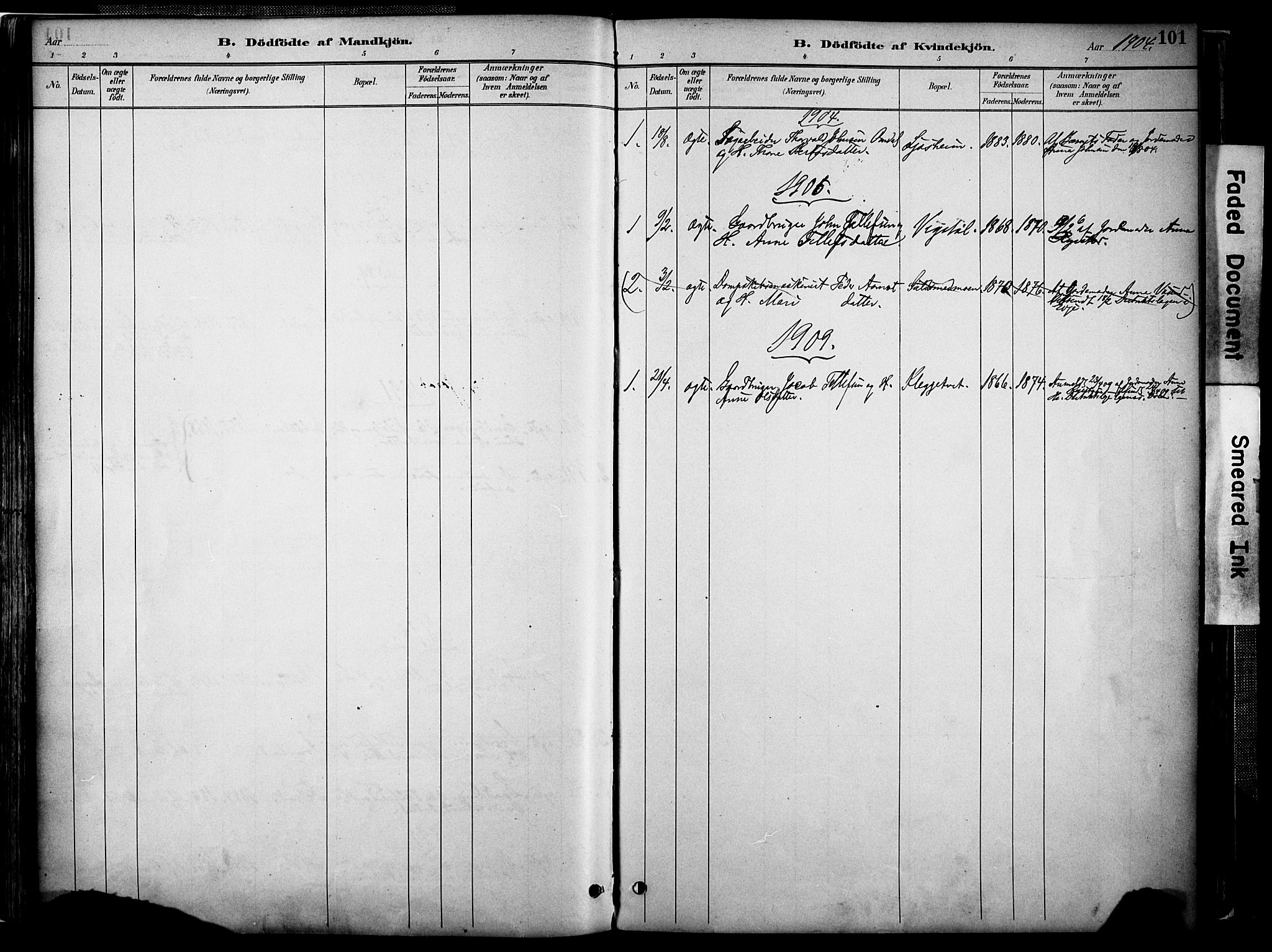 Evje sokneprestkontor, AV/SAK-1111-0008/F/Fa/Faa/L0007: Parish register (official) no. A 7, 1884-1909, p. 101