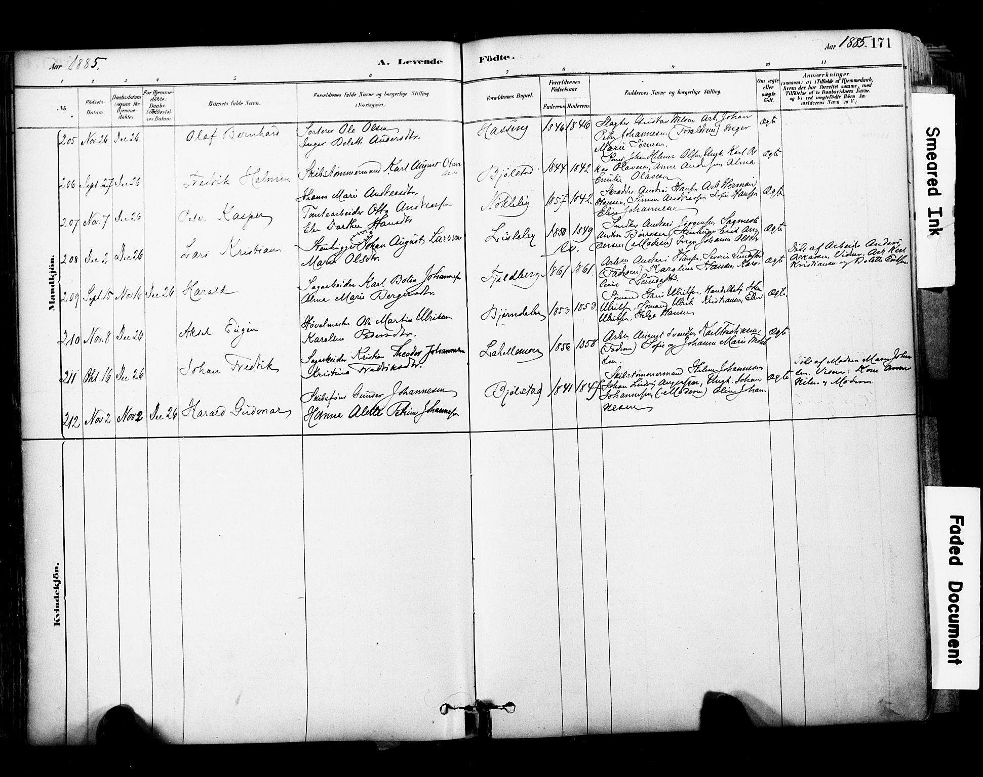 Glemmen prestekontor Kirkebøker, AV/SAO-A-10908/F/Fa/L0011: Parish register (official) no. 11, 1878-1917, p. 171