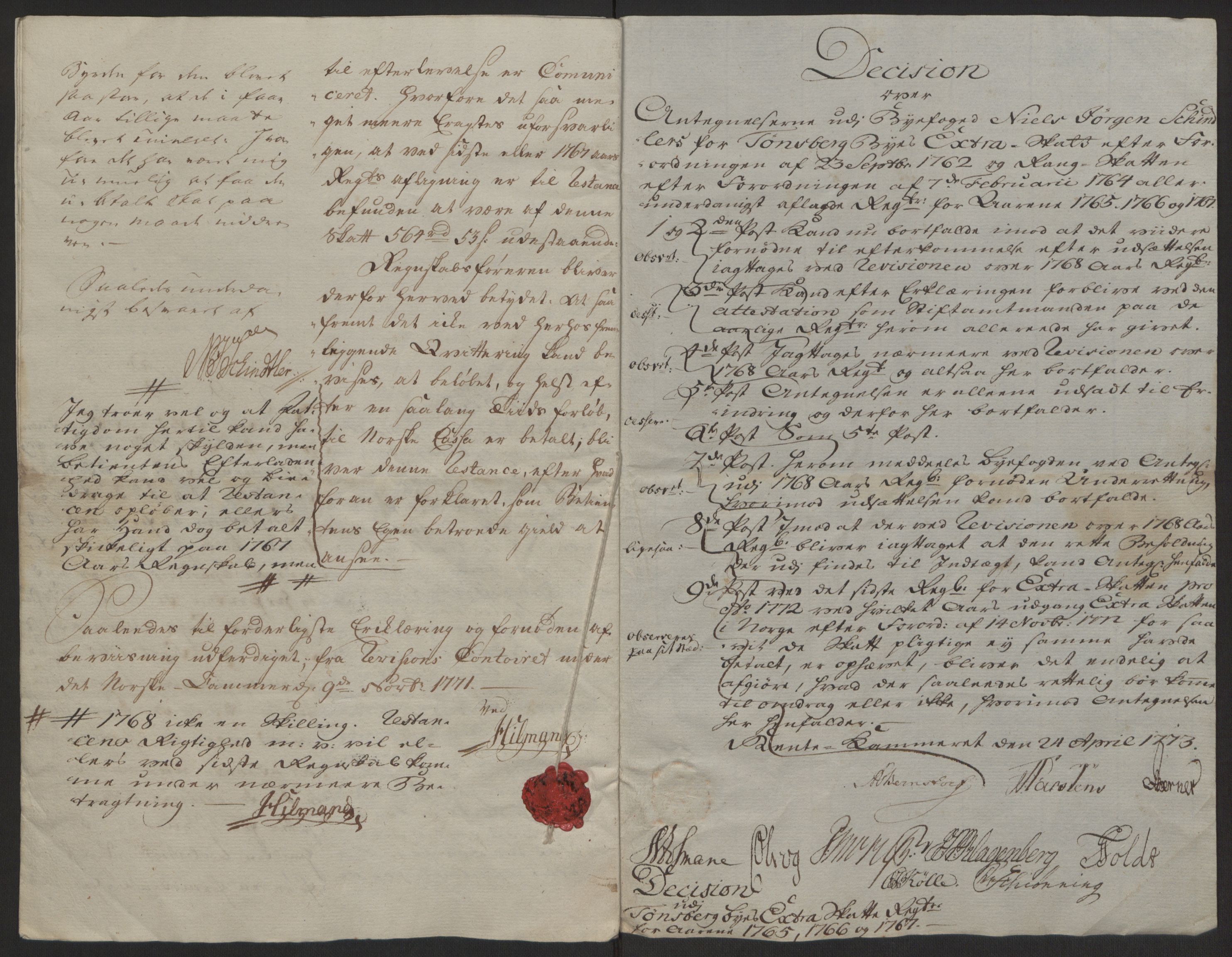 Rentekammeret inntil 1814, Reviderte regnskaper, Byregnskaper, RA/EA-4066/R/Rh/L0162/0001: [H4] Kontribusjonsregnskap / Ekstraskatt, Tønsberg, 1762-1772, p. 334