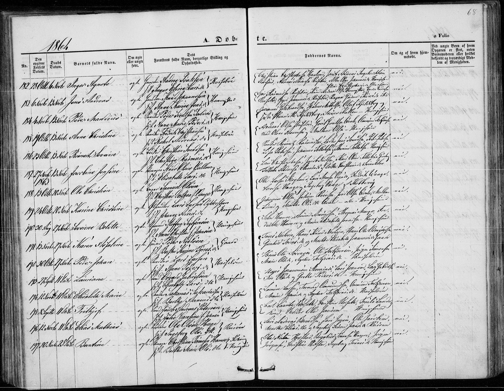 Torvastad sokneprestkontor, AV/SAST-A -101857/H/Ha/Haa/L0011: Parish register (official) no. A 11, 1857-1866, p. 68