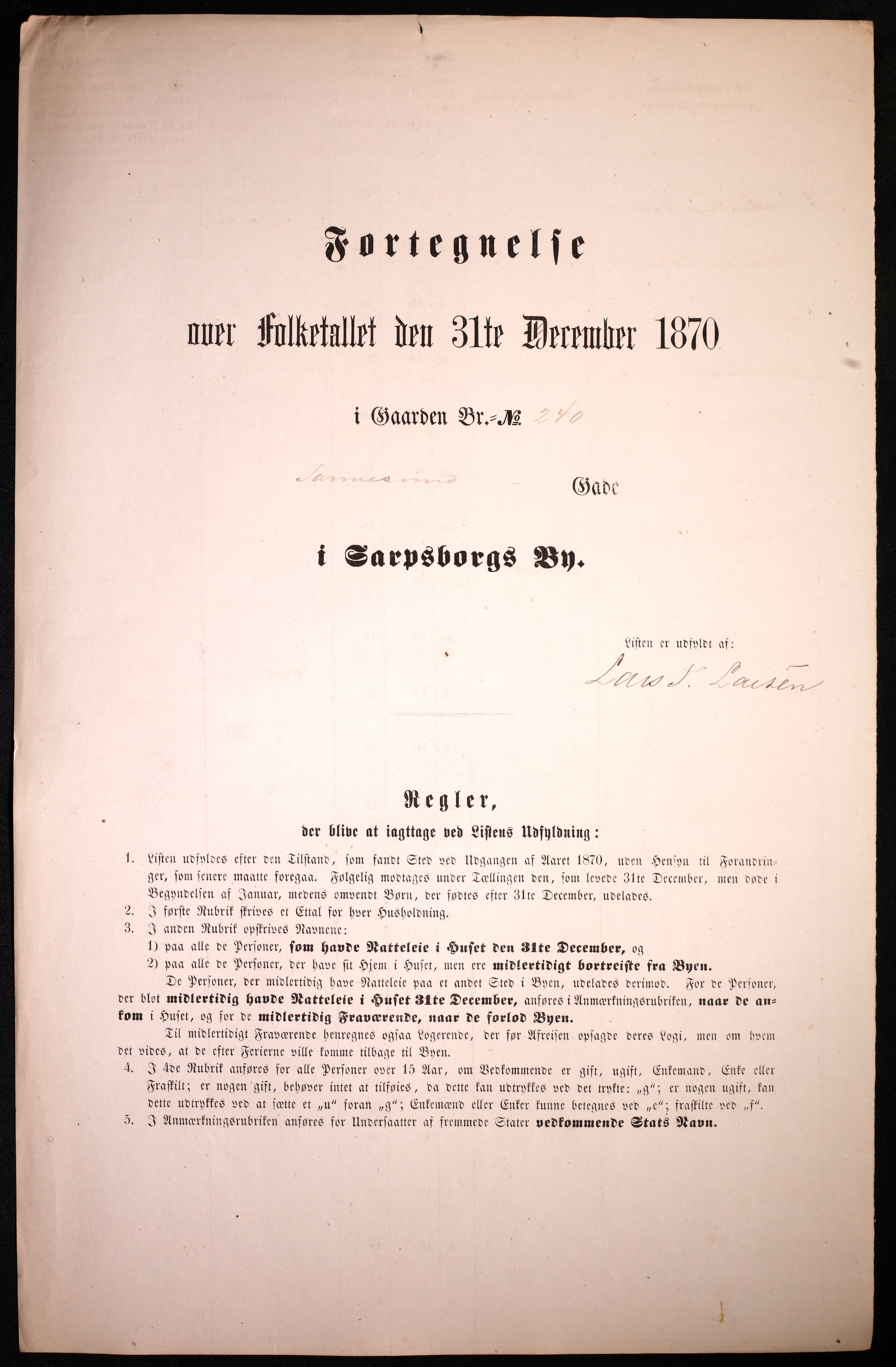 RA, 1870 census for 0102 Sarpsborg, 1870, p. 133