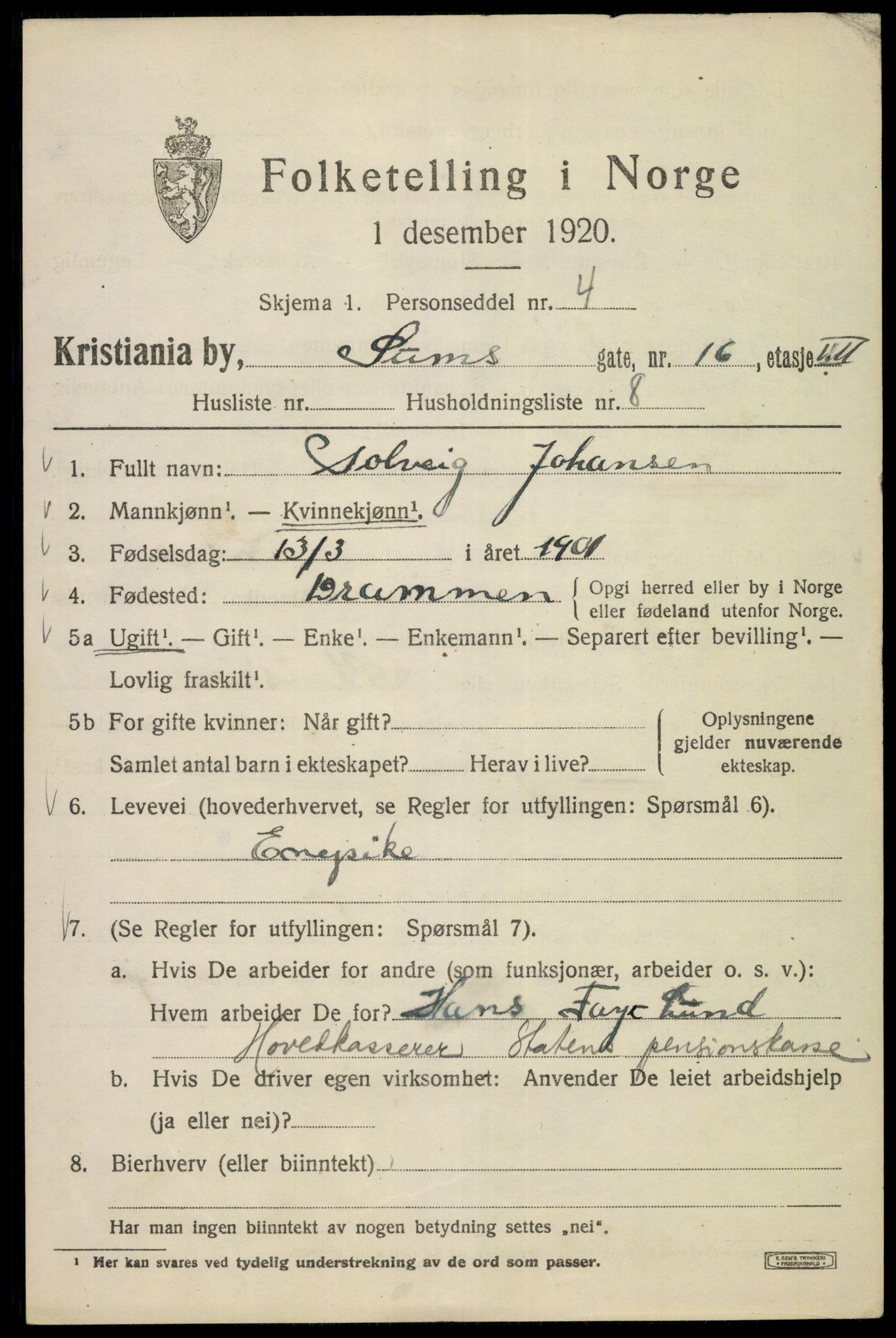 SAO, 1920 census for Kristiania, 1920, p. 554725