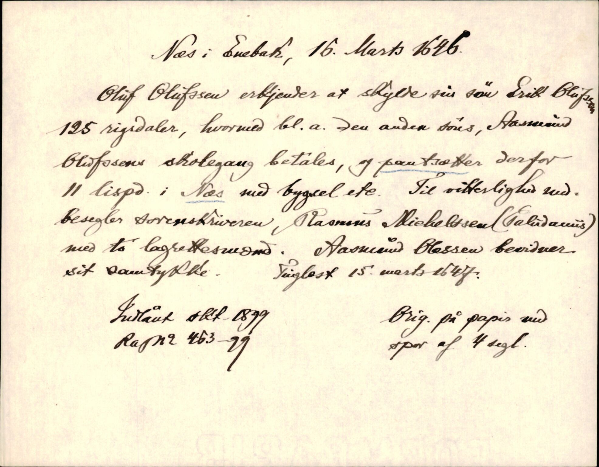 Riksarkivets diplomsamling, AV/RA-EA-5965/F35/F35d/L0004: Innlånte diplomer, seddelregister, 1643-1660, p. 103