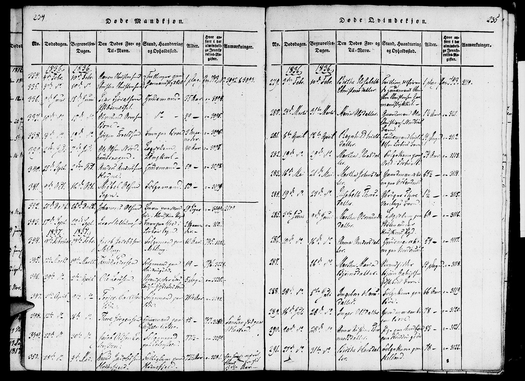 Rennesøy sokneprestkontor, SAST/A -101827/H/Ha/Haa/L0004: Parish register (official) no. A 4, 1816-1837, p. 234-235