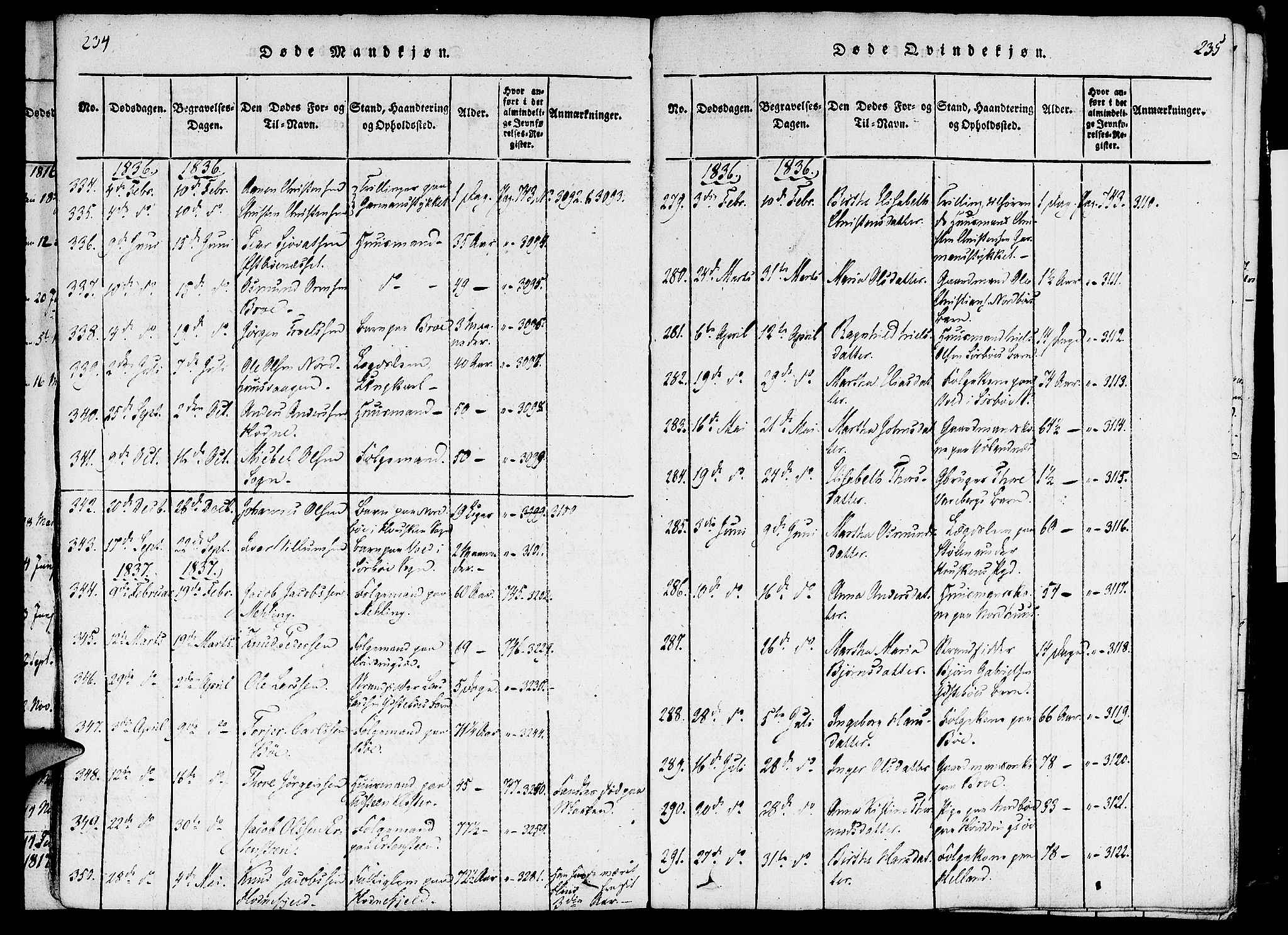 Rennesøy sokneprestkontor, AV/SAST-A -101827/H/Ha/Haa/L0004: Parish register (official) no. A 4, 1816-1837, p. 234-235