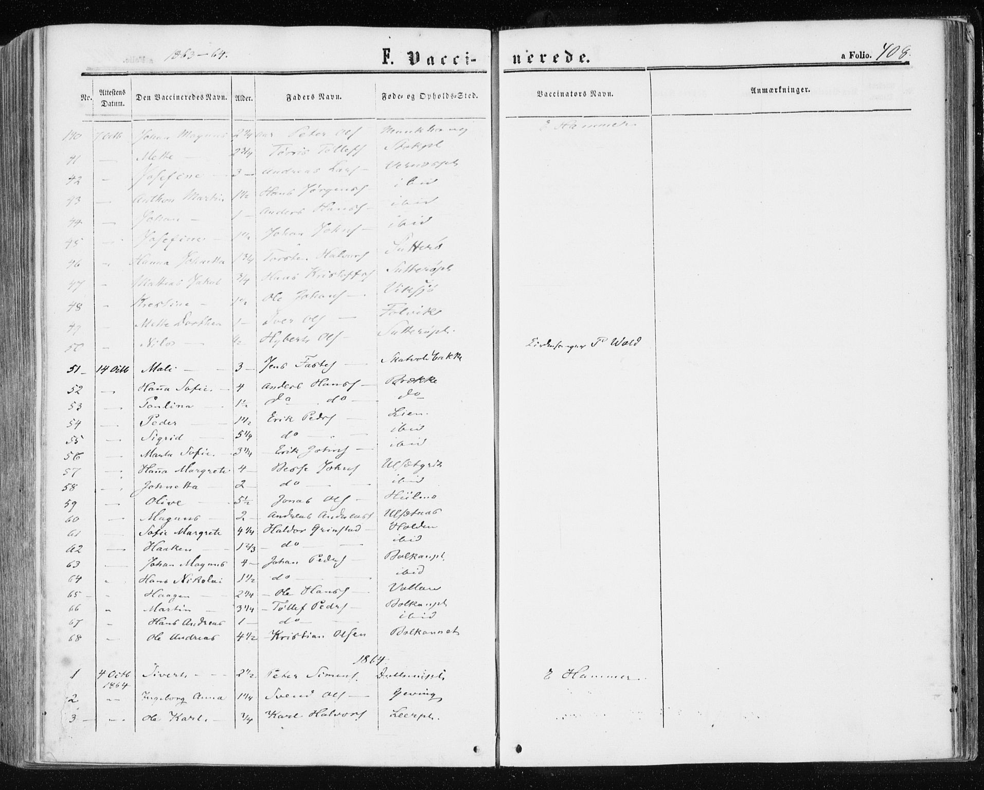 Ministerialprotokoller, klokkerbøker og fødselsregistre - Nord-Trøndelag, SAT/A-1458/709/L0075: Parish register (official) no. 709A15, 1859-1870, p. 408