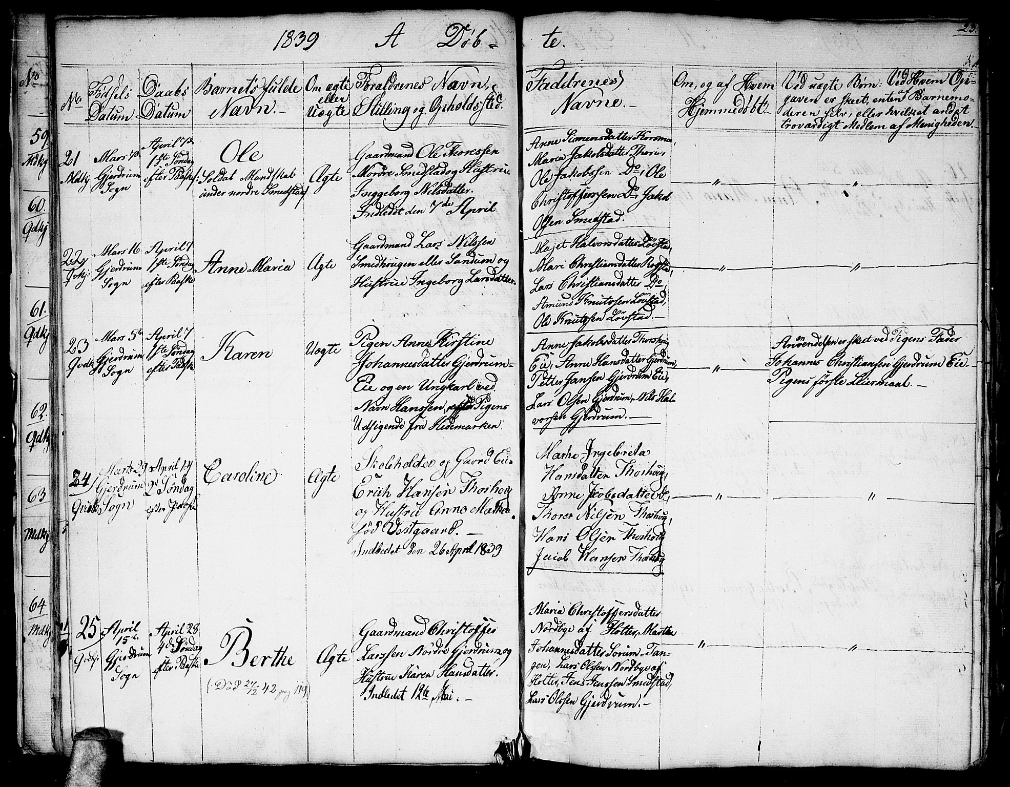 Gjerdrum prestekontor Kirkebøker, SAO/A-10412b/G/Ga/L0002: Parish register (copy) no. I 2, 1836-1850, p. 23