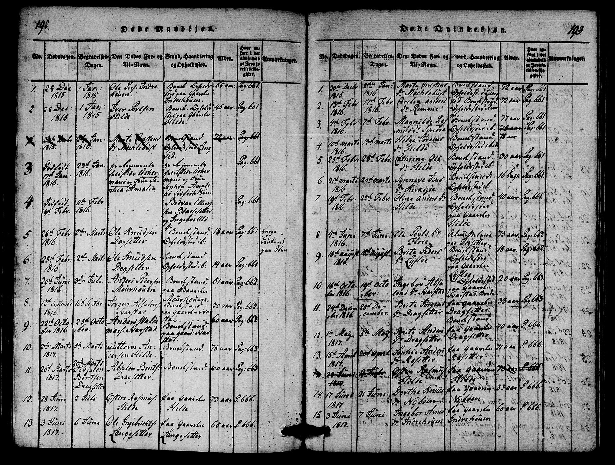 Innvik sokneprestembete, AV/SAB-A-80501: Parish register (copy) no. A 1, 1816-1820, p. 192-193