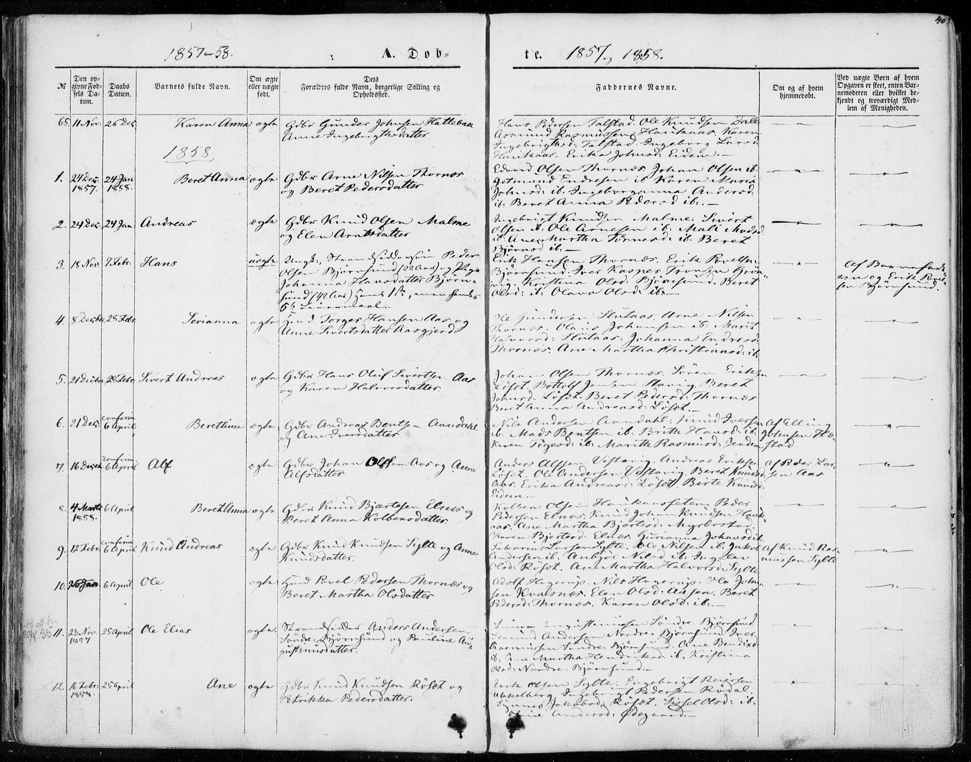 Ministerialprotokoller, klokkerbøker og fødselsregistre - Møre og Romsdal, SAT/A-1454/565/L0748: Parish register (official) no. 565A02, 1845-1872, p. 40