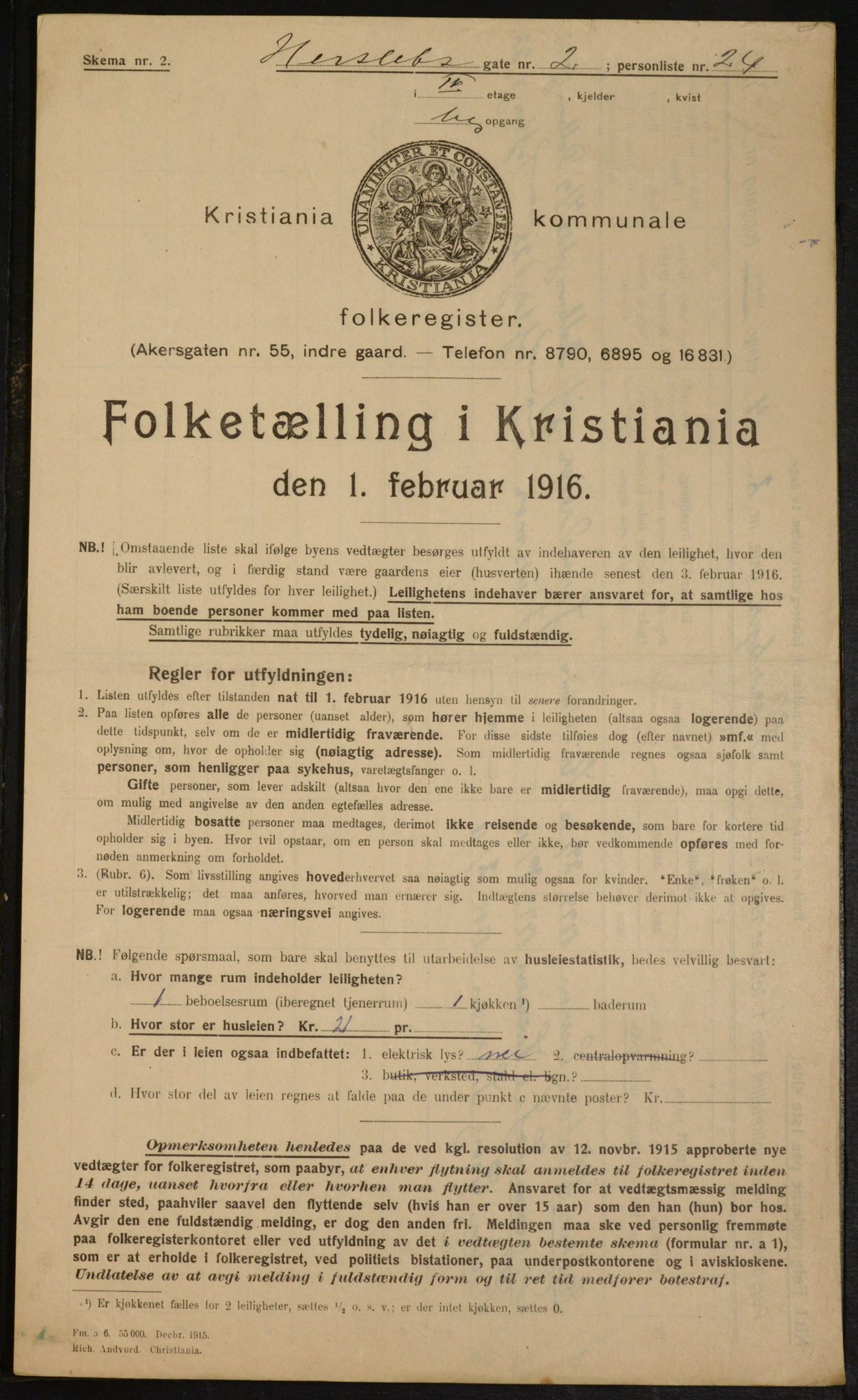 OBA, Municipal Census 1916 for Kristiania, 1916, p. 39680