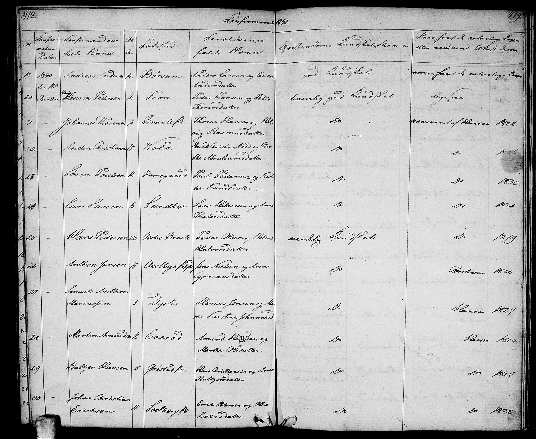 Ås prestekontor Kirkebøker, AV/SAO-A-10894/F/Fa/L0005: Parish register (official) no. I 5, 1827-1840, p. 418-419