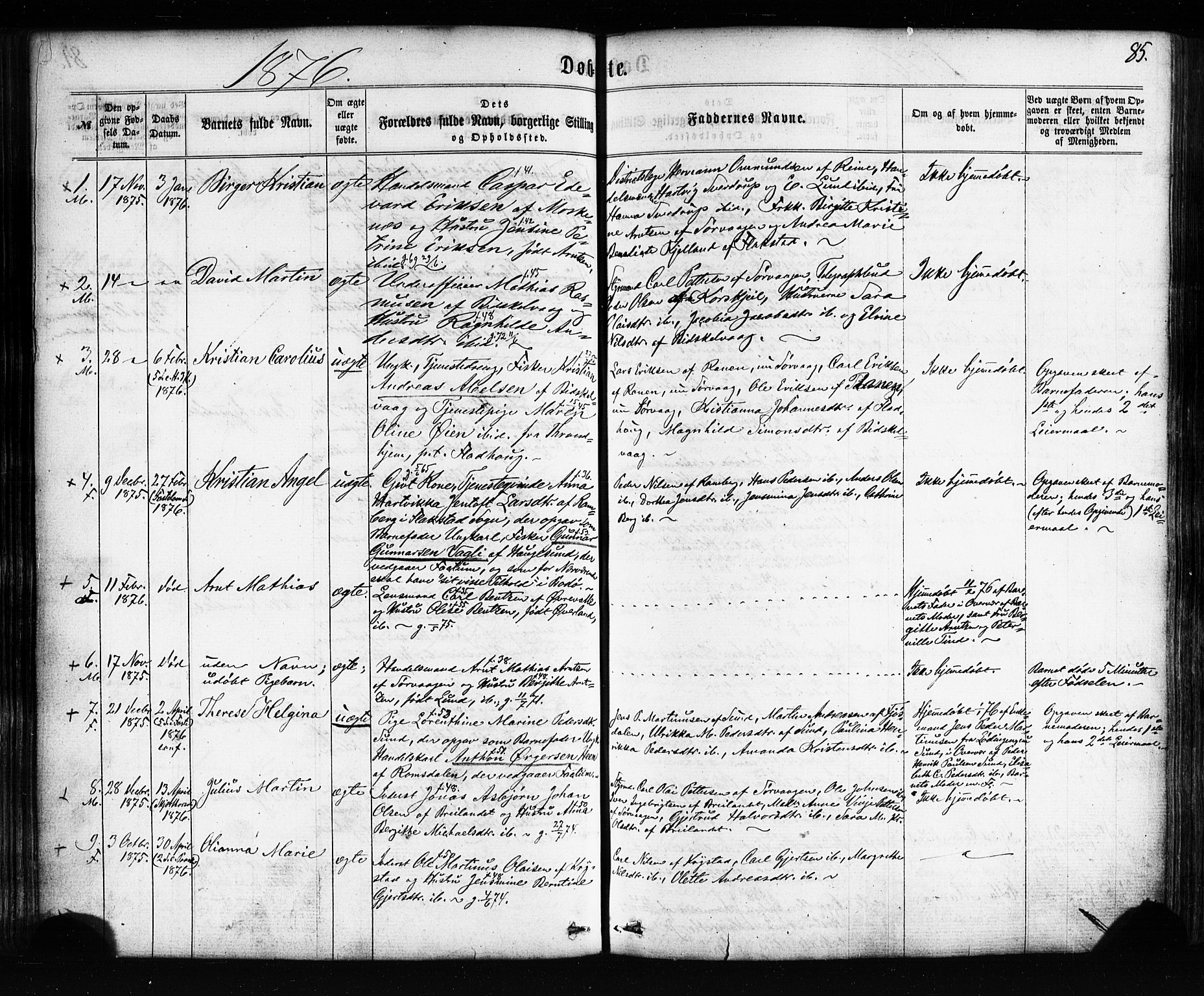 Ministerialprotokoller, klokkerbøker og fødselsregistre - Nordland, SAT/A-1459/885/L1203: Parish register (official) no. 885A04, 1859-1877, p. 85