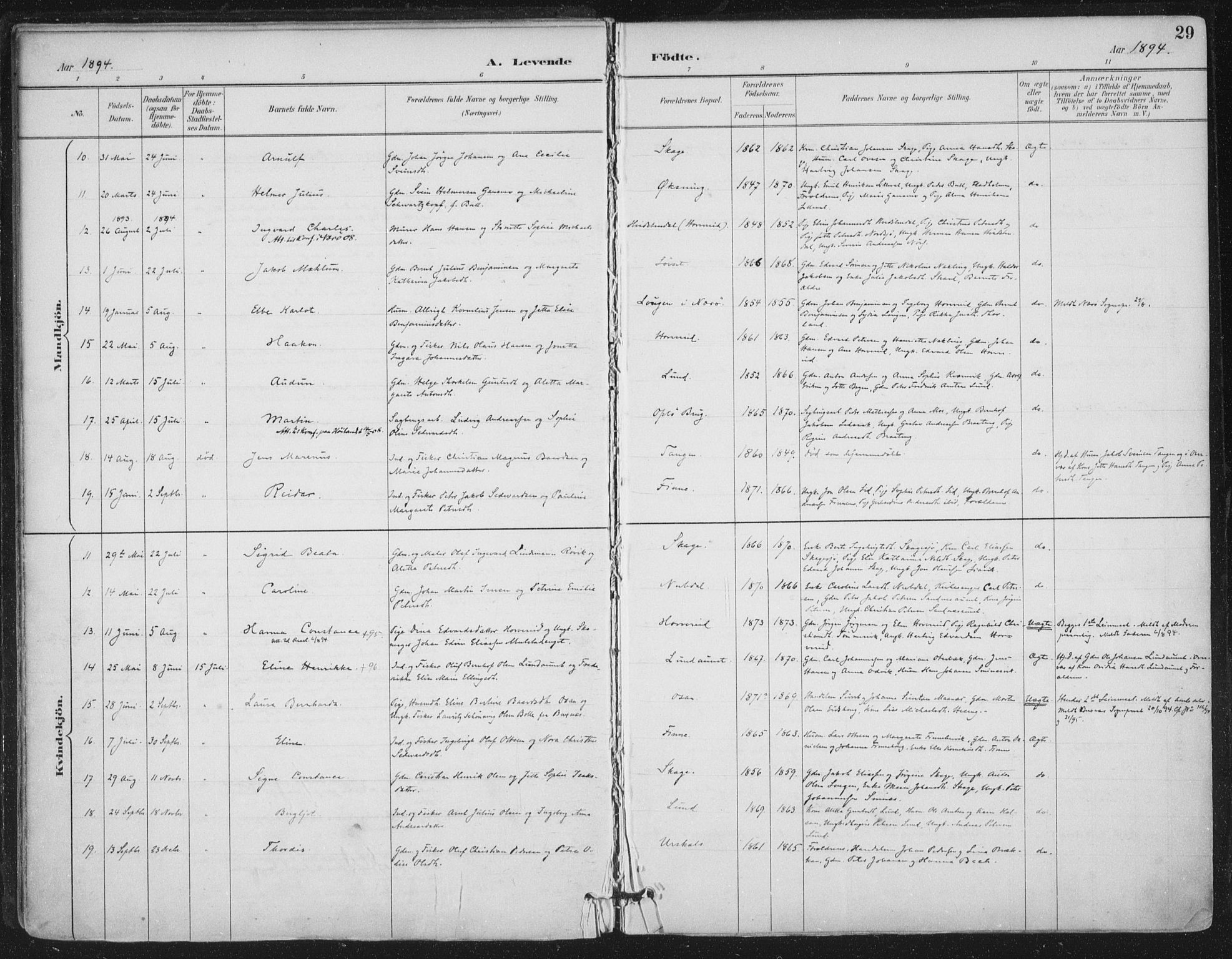 Ministerialprotokoller, klokkerbøker og fødselsregistre - Nord-Trøndelag, SAT/A-1458/780/L0644: Parish register (official) no. 780A08, 1886-1903, p. 29