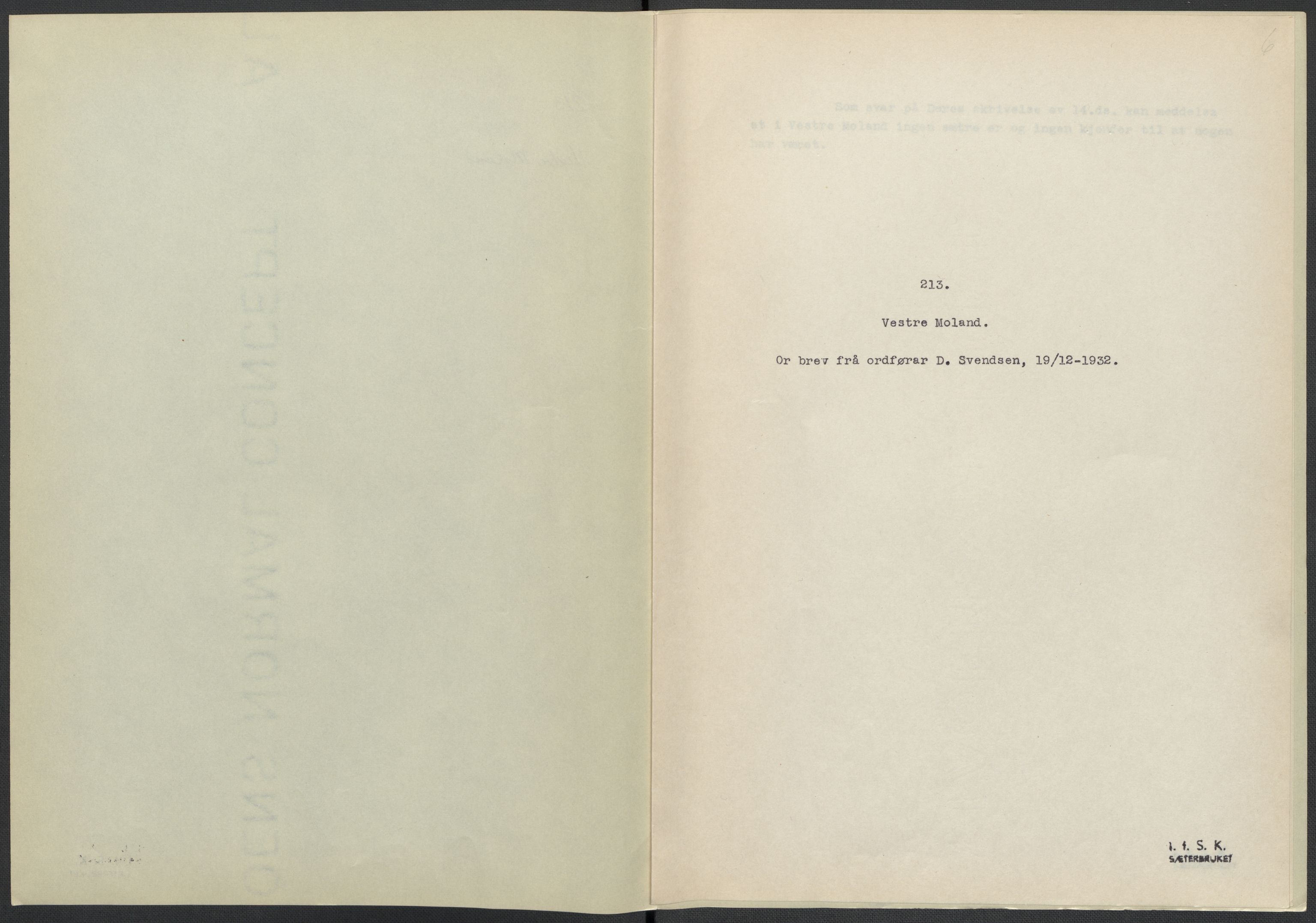 Instituttet for sammenlignende kulturforskning, AV/RA-PA-0424/F/Fc/L0008/0002: Eske B8: / Aust-Agder (perm XX), 1932-1936, p. 6