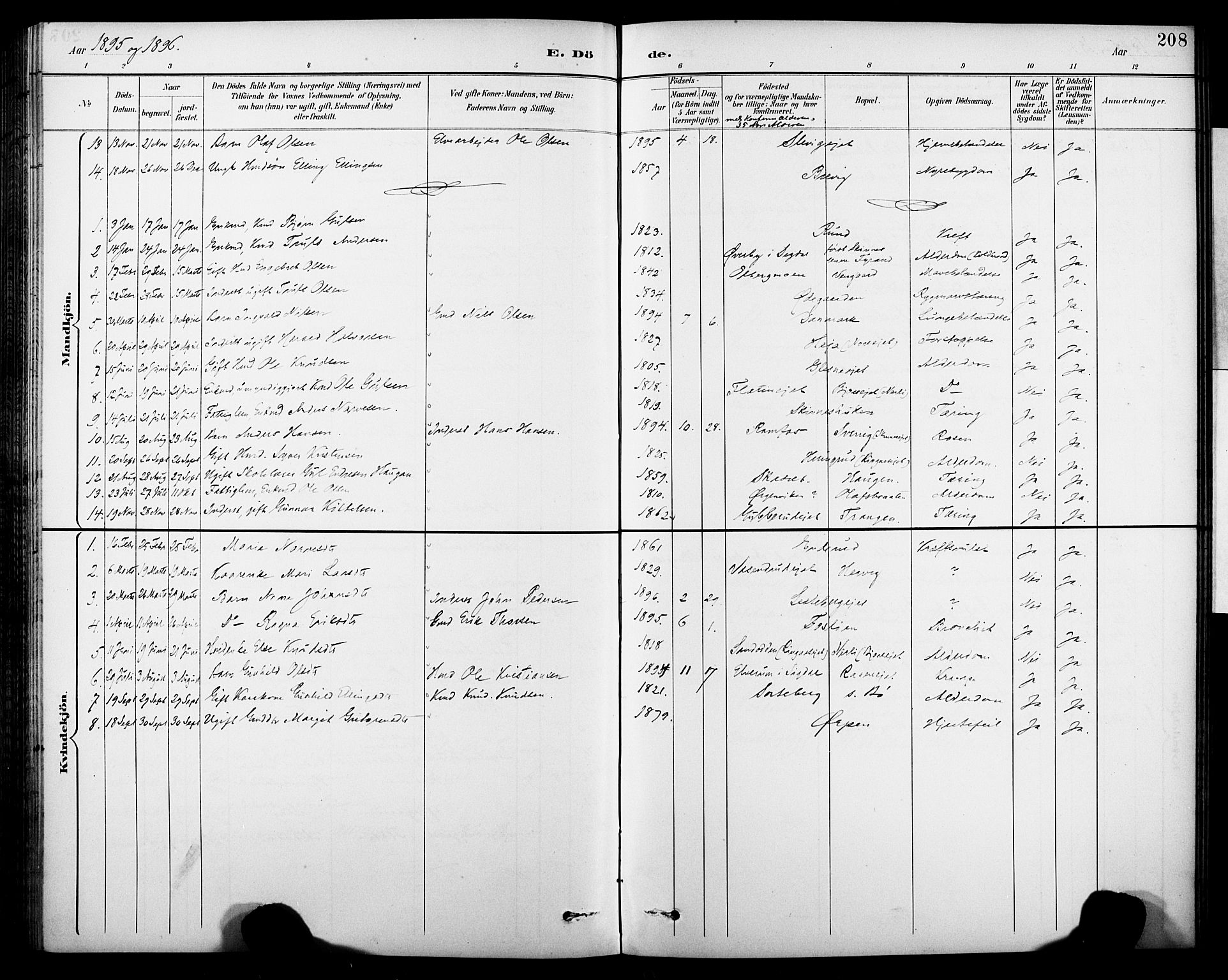 Krødsherad kirkebøker, SAKO/A-19/G/Ga/L0002: Parish register (copy) no. 2, 1894-1918, p. 208