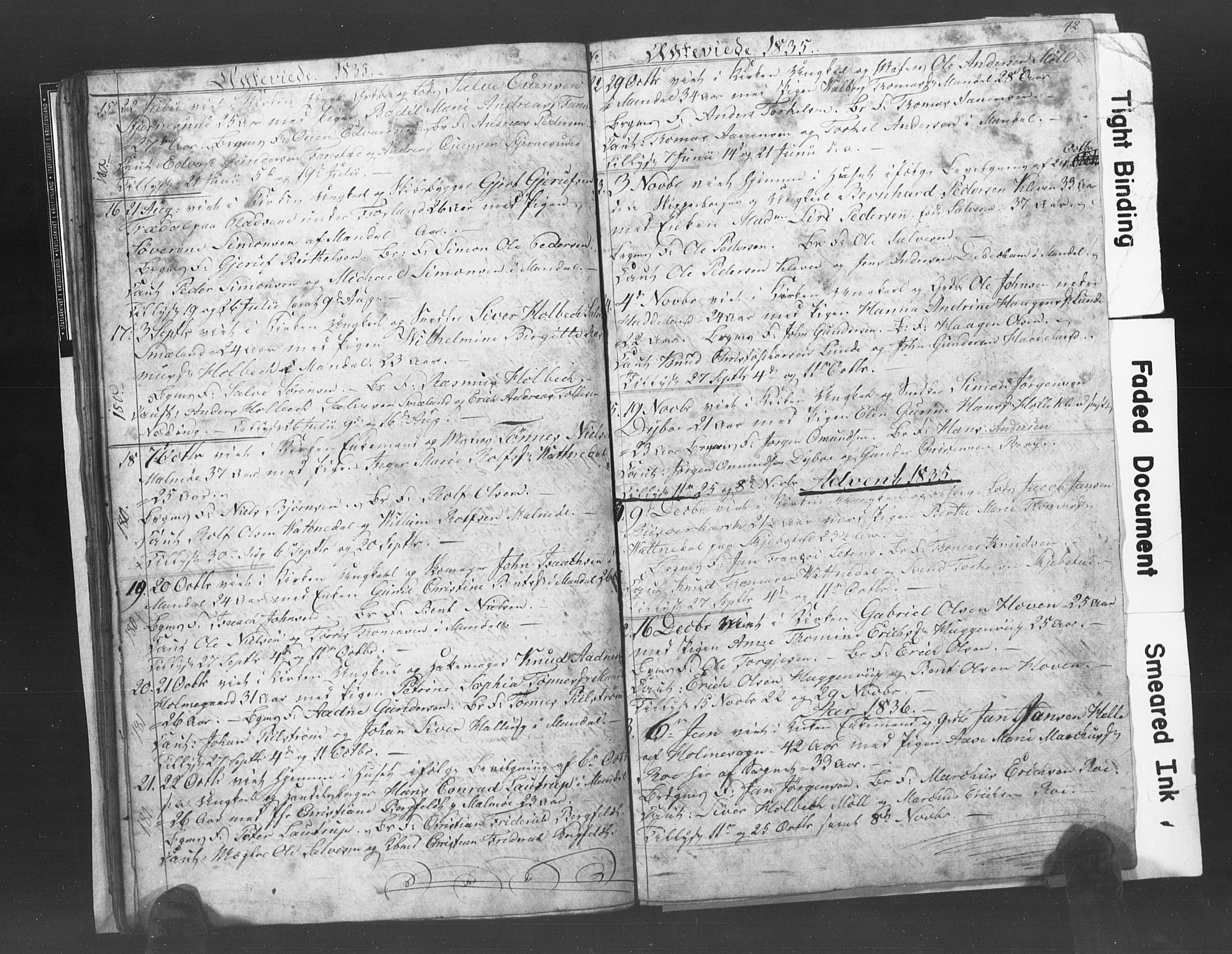 Mandal sokneprestkontor, SAK/1111-0030/F/Fb/Fba/L0003: Parish register (copy) no. B 1C, 1834-1838, p. 42