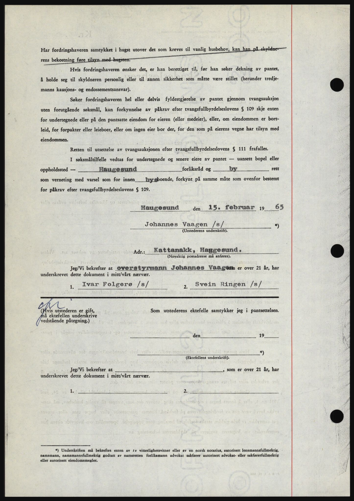 Haugesund tingrett, SAST/A-101415/01/II/IIC/L0053: Mortgage book no. B 53, 1965-1965, Diary no: : 419/1965