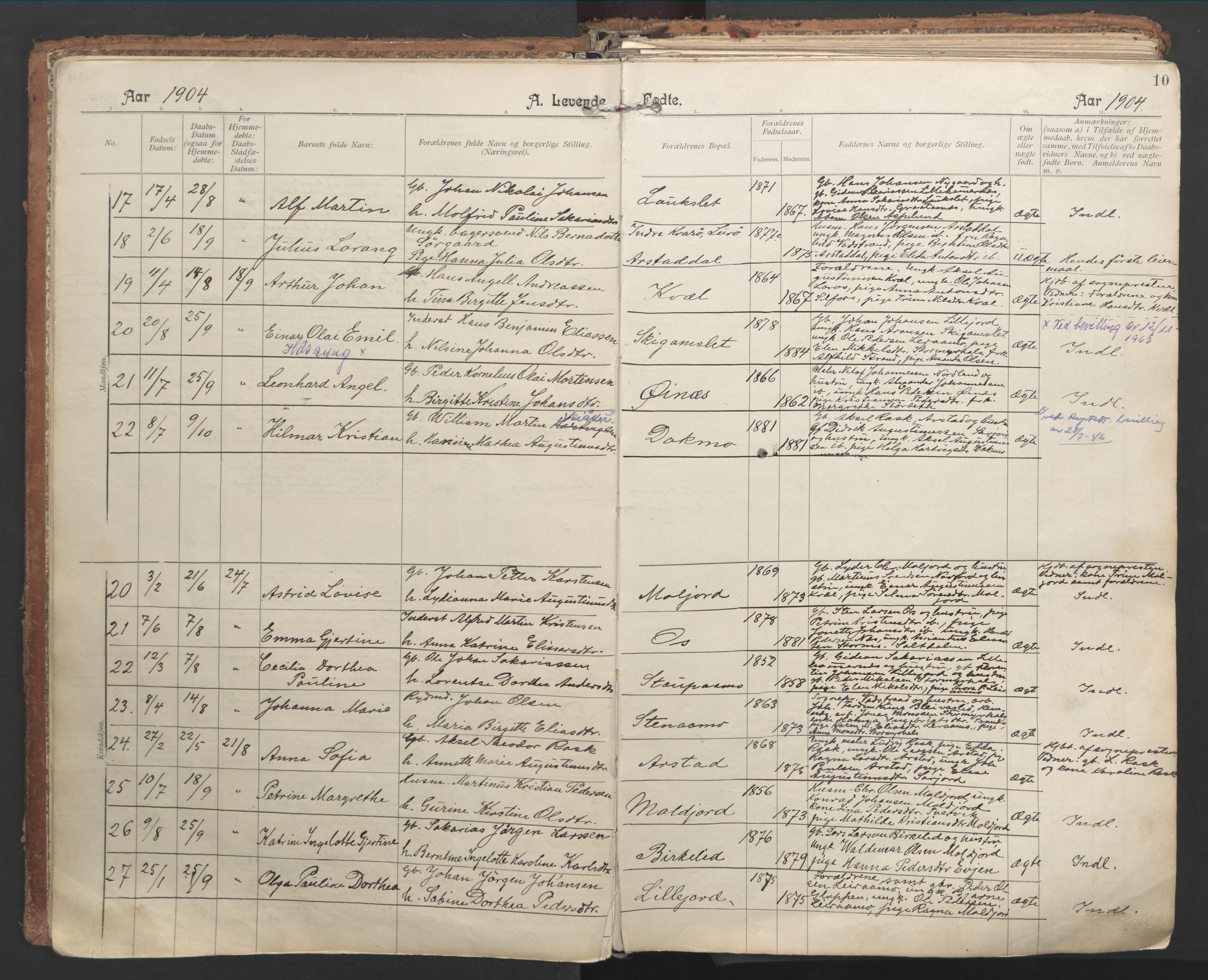 Ministerialprotokoller, klokkerbøker og fødselsregistre - Nordland, AV/SAT-A-1459/846/L0647: Parish register (official) no. 846A05, 1902-1915, p. 10